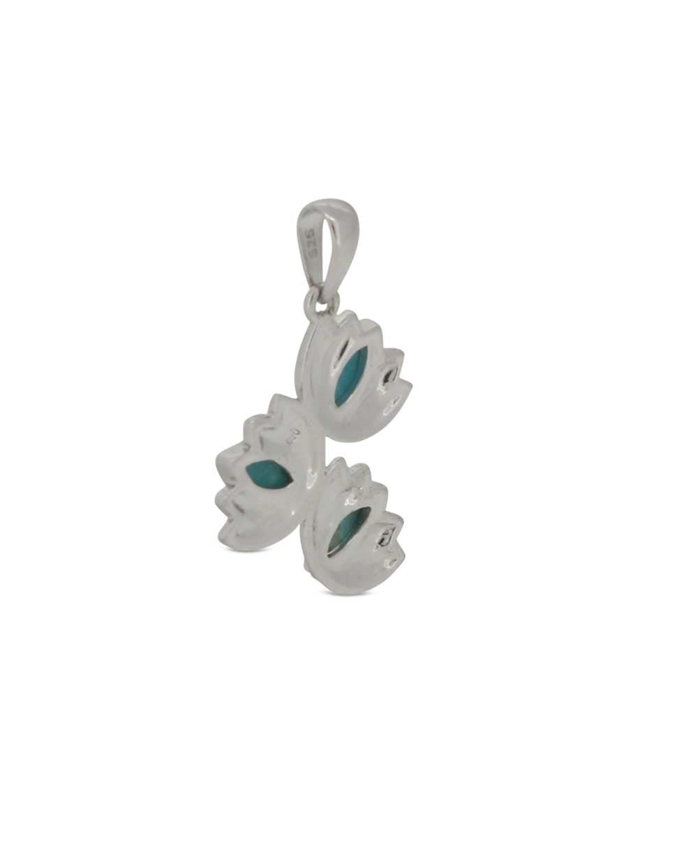 Brushed Sterling Silver Turquoise Triple Lotus Pendant、mySite、topwebapps