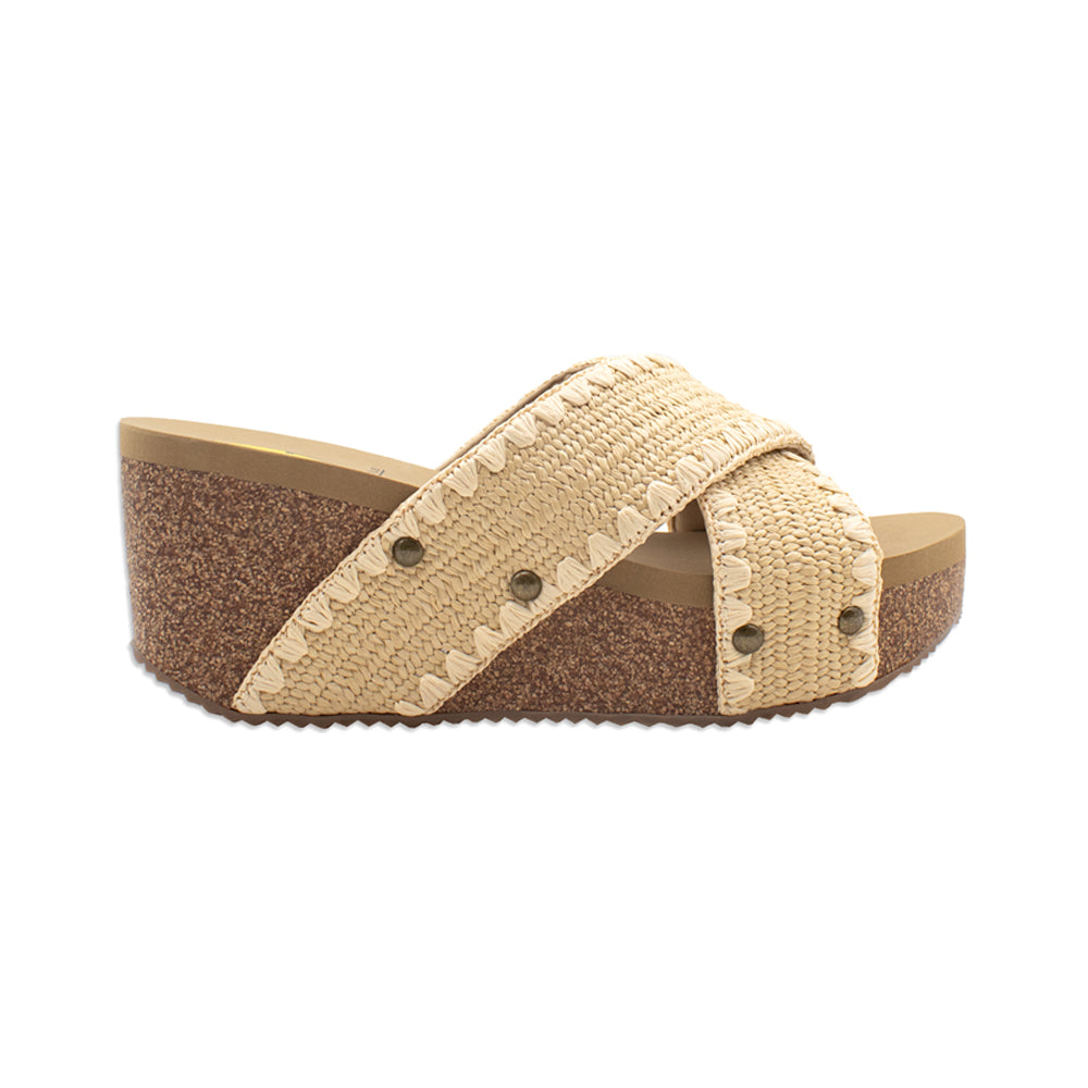 Antigua Raffia Studded Slide Wedge Sandals、mySite、gtrtttuynbv