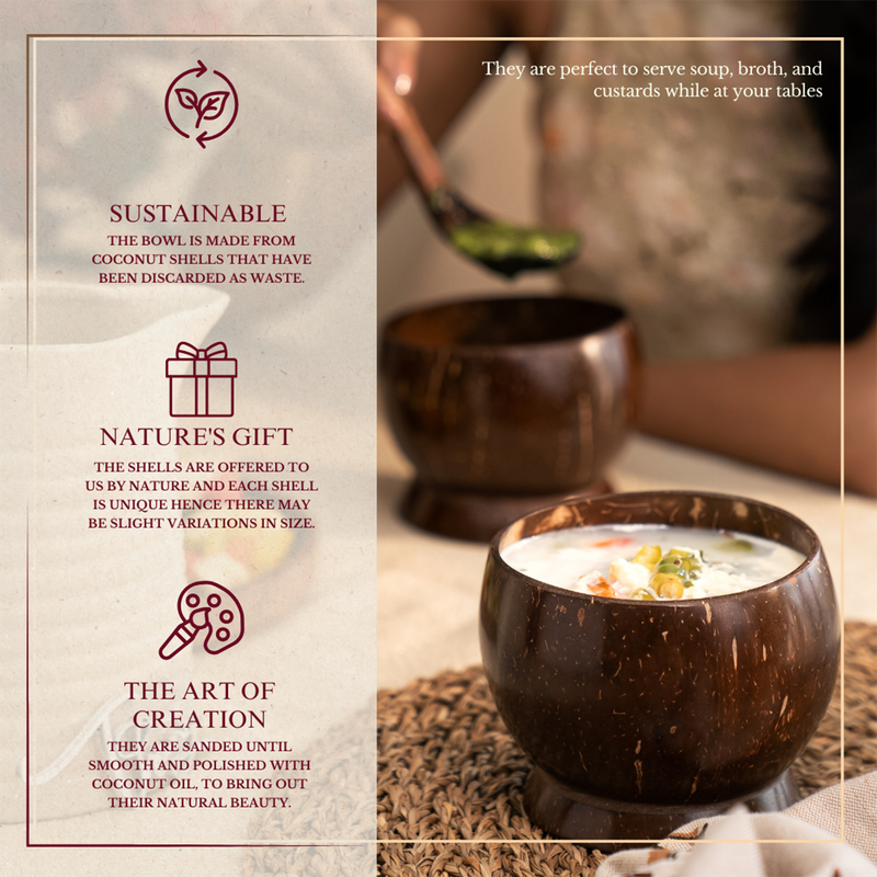 Coconut Bowl & Spoon Set | Brown | Set of 2 | 350 ml、mySite、camillekostekn