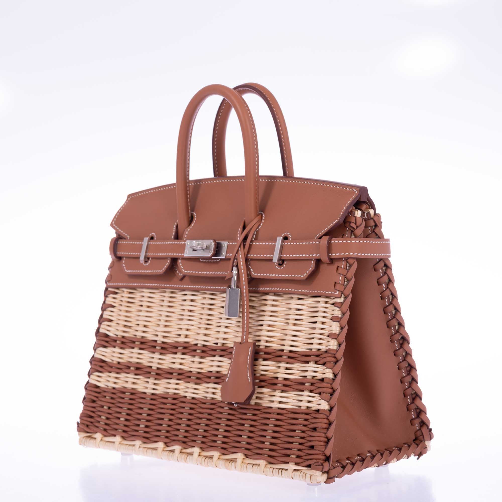 Hermès Picnic Birkin 25 Gold Swift and Stripe Osier Wicker Palladium Hardware、mySite、garminoutage.com