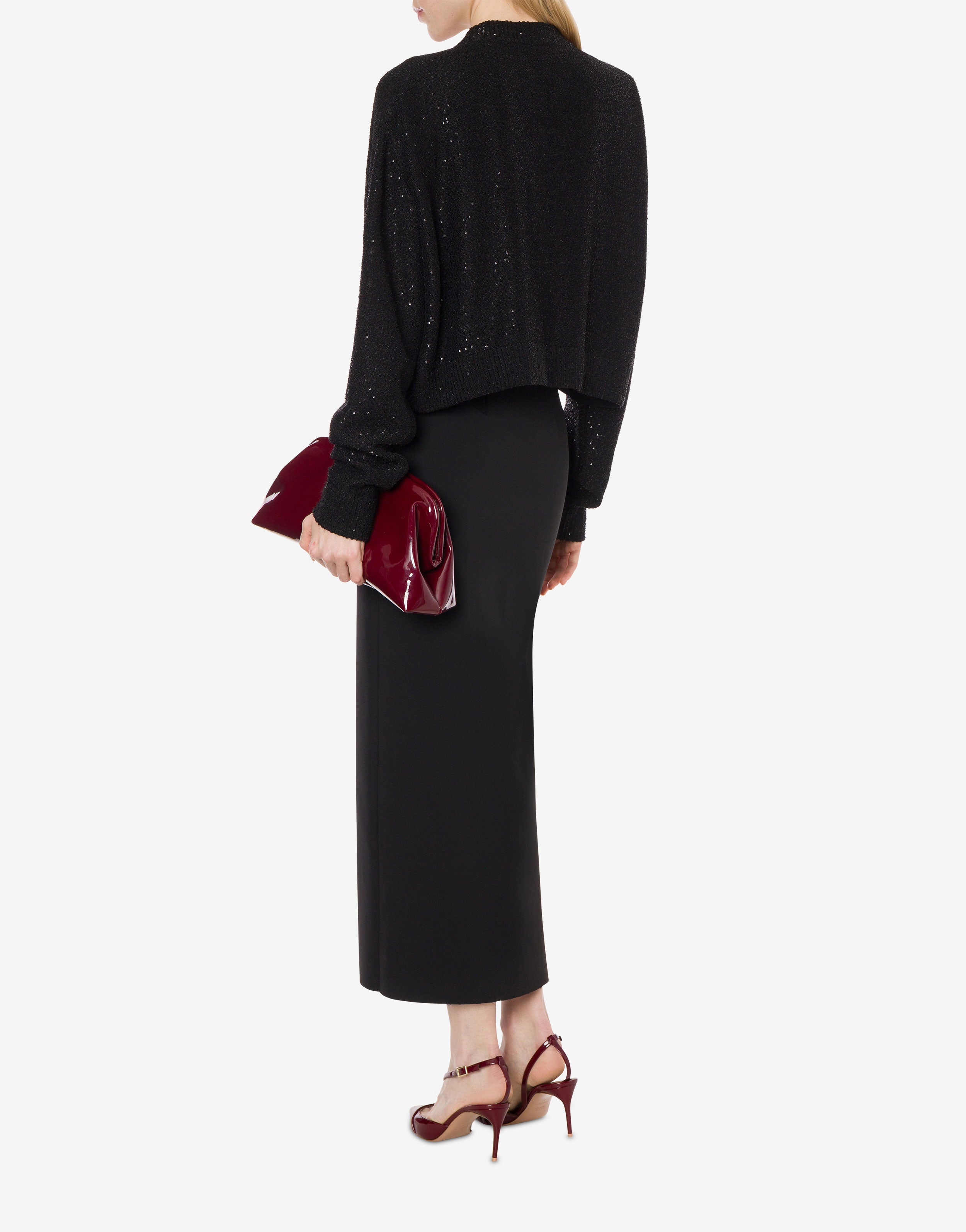 Cardigan in tessuto stretch con paillettes、mySite、aoinhome