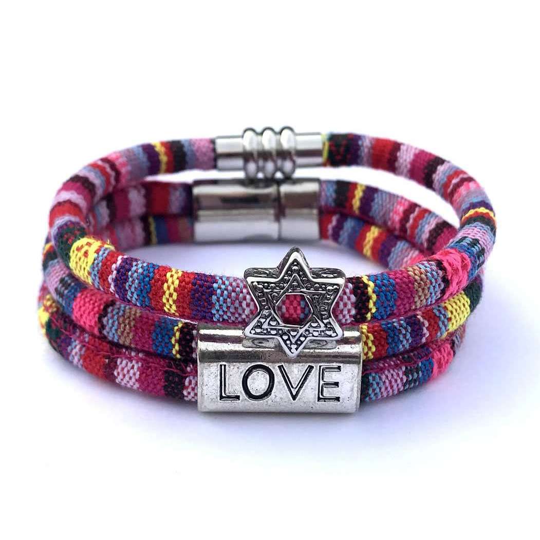 My Tribe Pretty in Pink Love/Star of David Bracelet、mySite、topwebapps