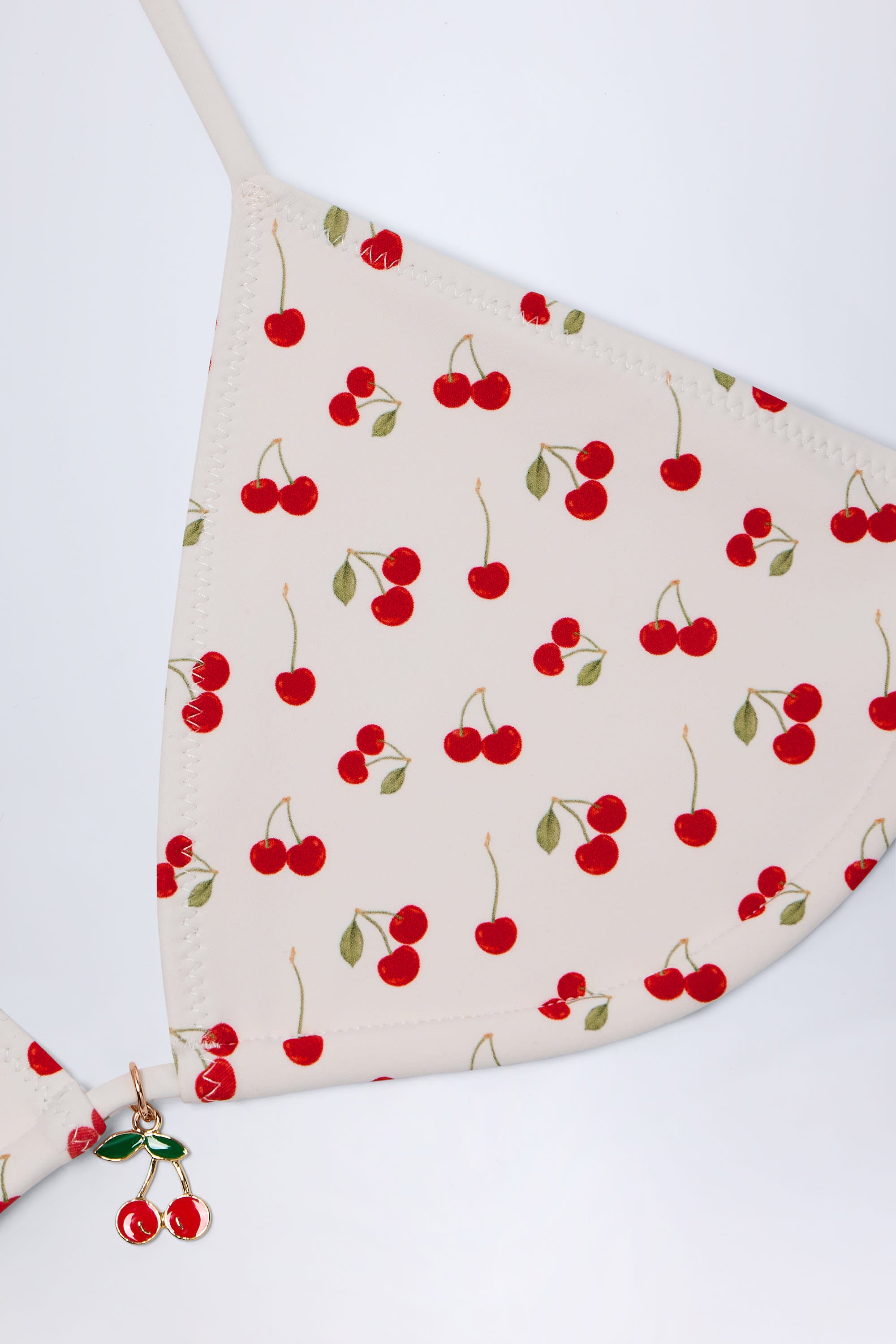  Charm-Detail Triangle Bikini Top in Cherry Print、mySite、sugarbowlscore