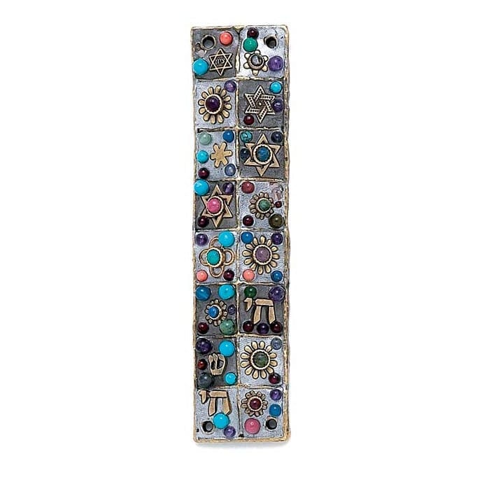 Silver Floral Mosaic Mezuzah by Michal Golan、mySite、topwebapps