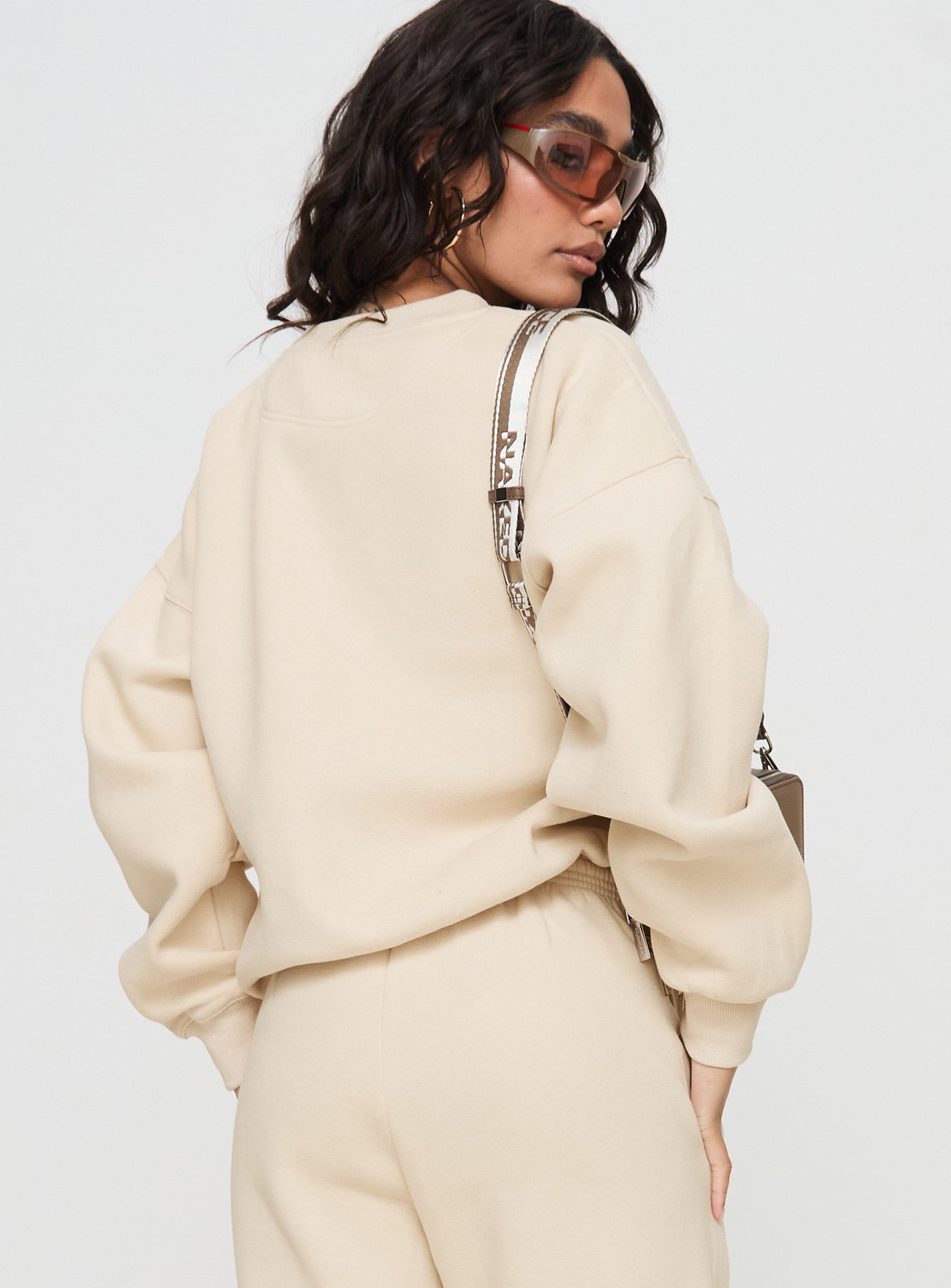 Princess Polly Crew Neck Sweatshirt Block / Cursive Text Stone、mySite、solidvoid