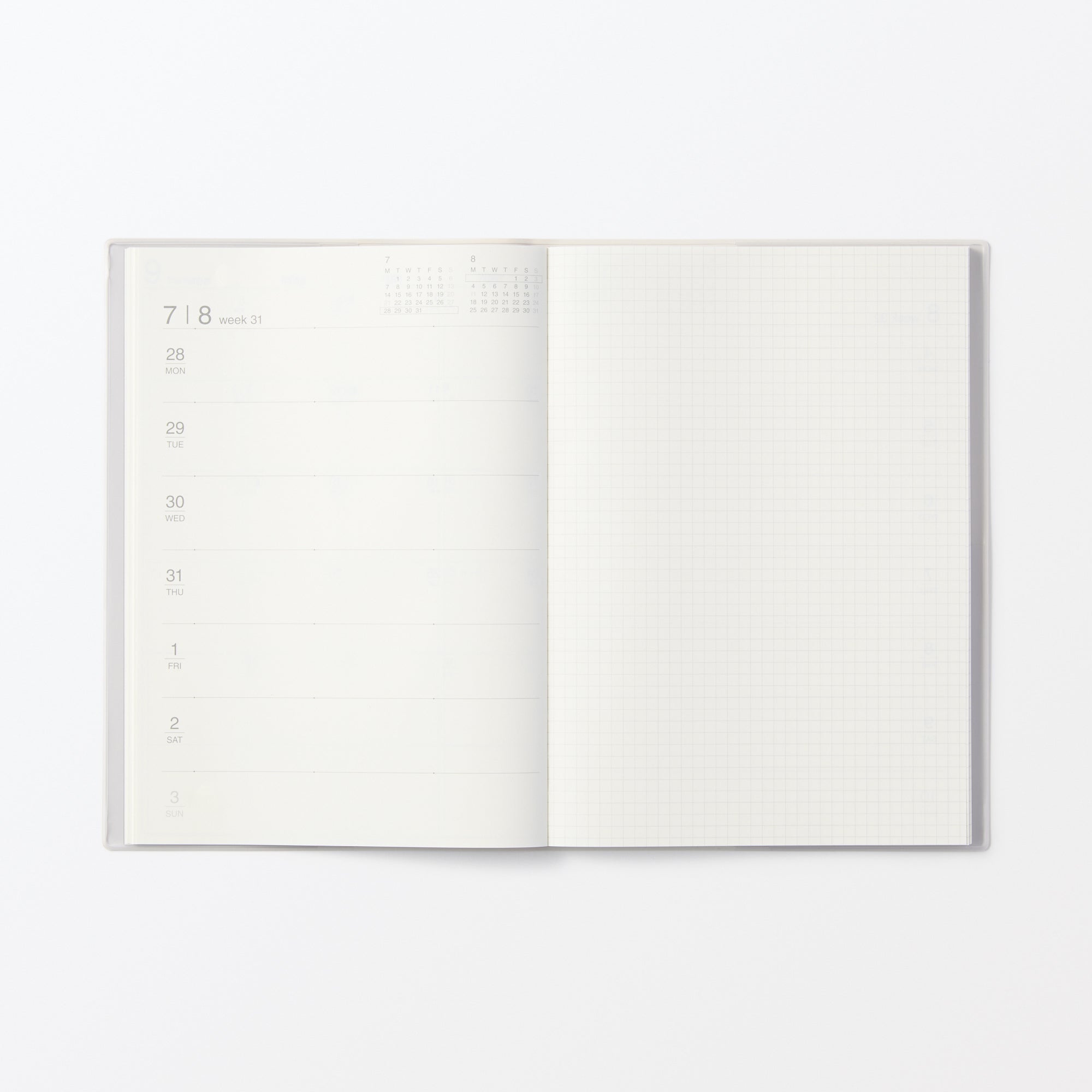  B5 White Gray Monthly/Weekly Planner From Aug. 2025 - Mon. Start、mySite、sugarbowlscore