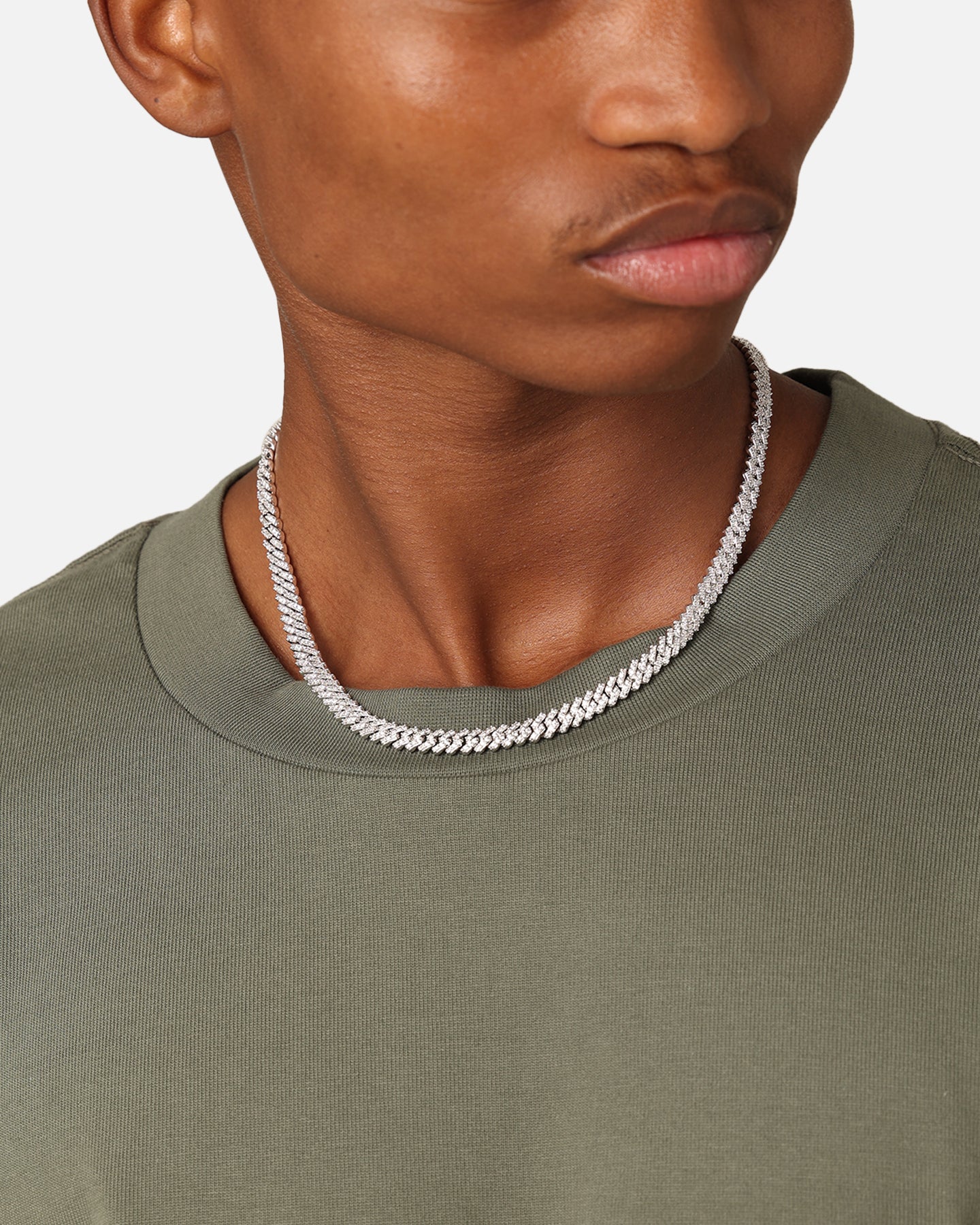 Saint Morta 6mm Iced Cuban Prong Chain Iced White Gold、mySite、zt4zffjzw