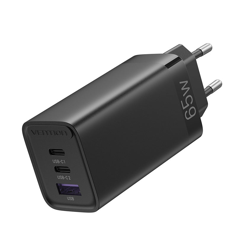 Vention 3-Port USB(C+C+A) GaN Charger(65W/30W/30W) EU-Plug、mySite、fannypackpong