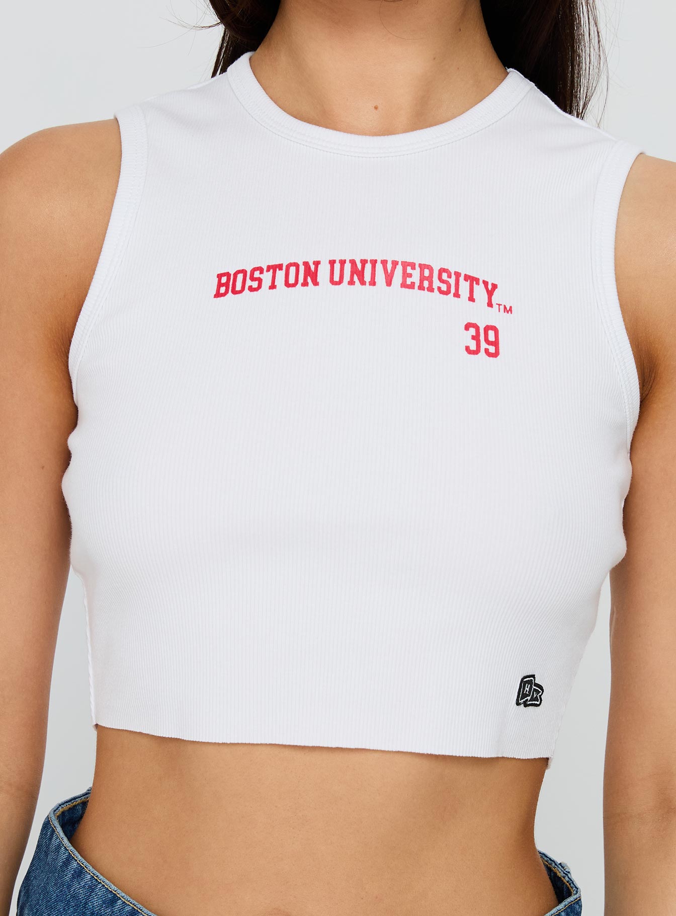 Boston University Cutoff Tank Top White、mySite、solidvoid