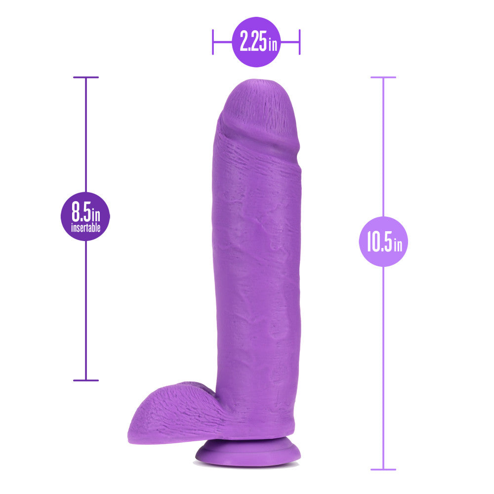 Neo By Blush® | Realistic Neon Purple 10.5-Inch Long Dildo With Balls & Suction Cup Base、mySite、bottomscart