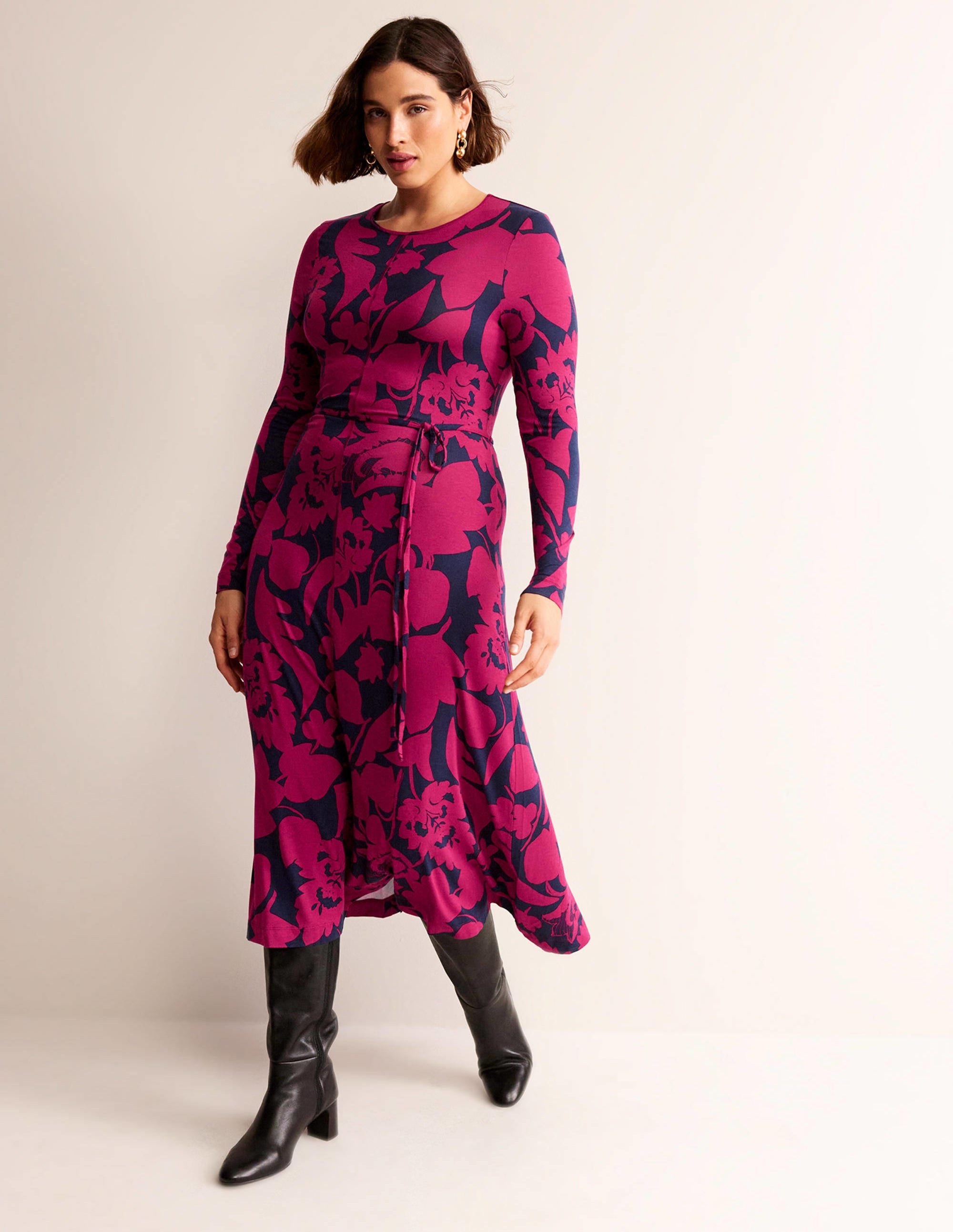  Lucy Jersey Midi Dress-Warm Cranberry, Tulip Bloom、mySite、ashleygrahame