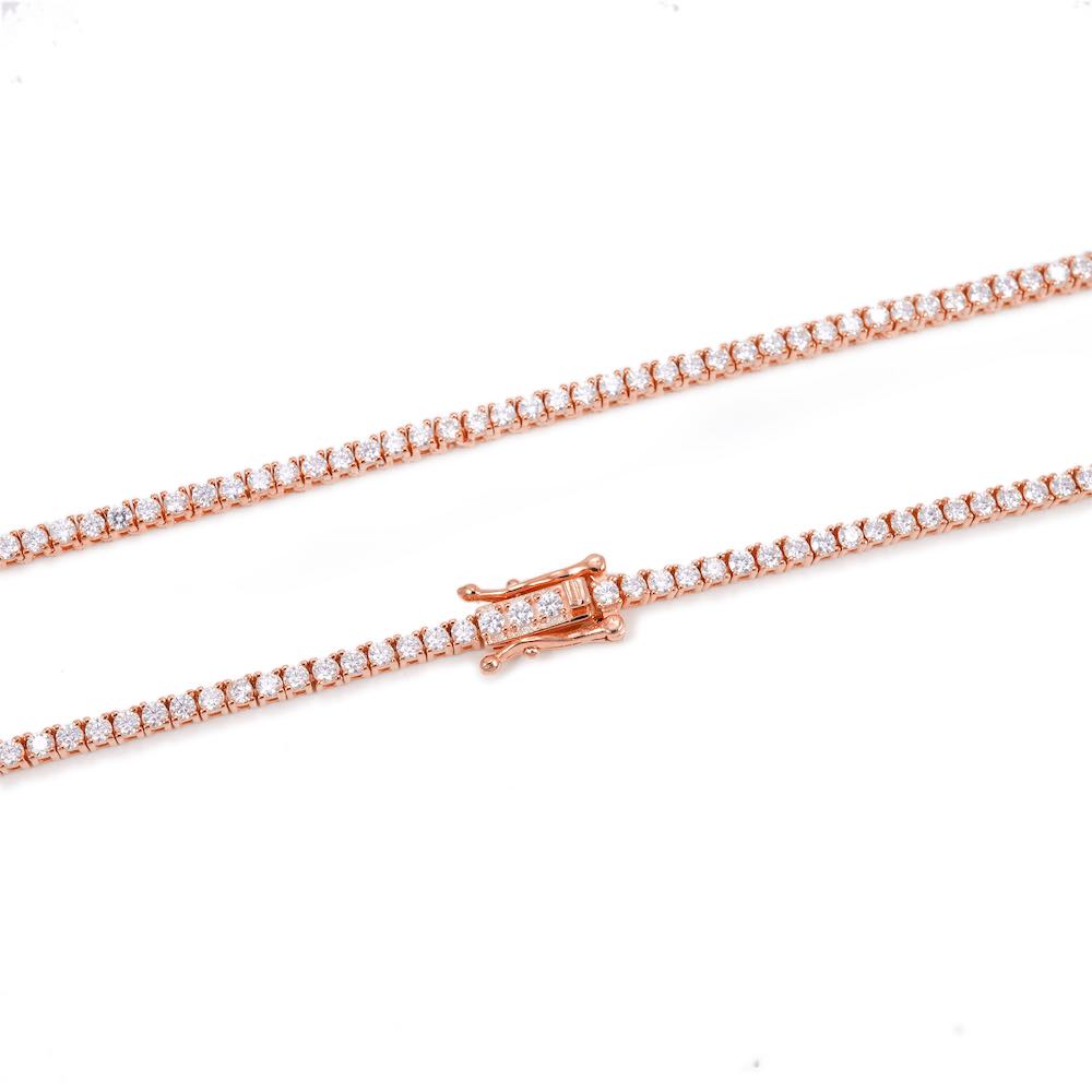 2MM Diamond Tennis Chain 14K Solid Rose Gold、mySite、hinf8tx79