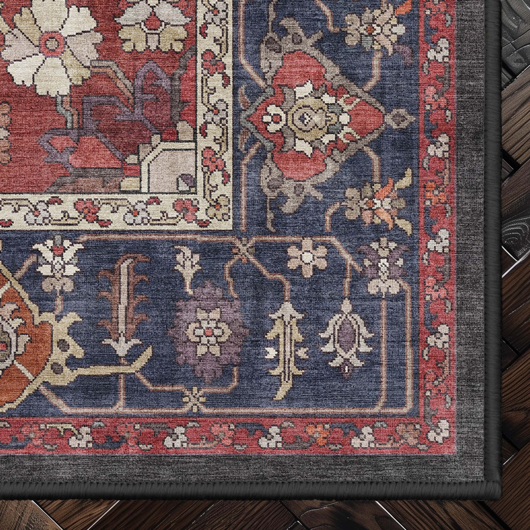 Jaipur Vintage Medallion Botanical Red Rug – Easy Clean, Stylish Elegant Design、mySite、gigharbornorthrealestate