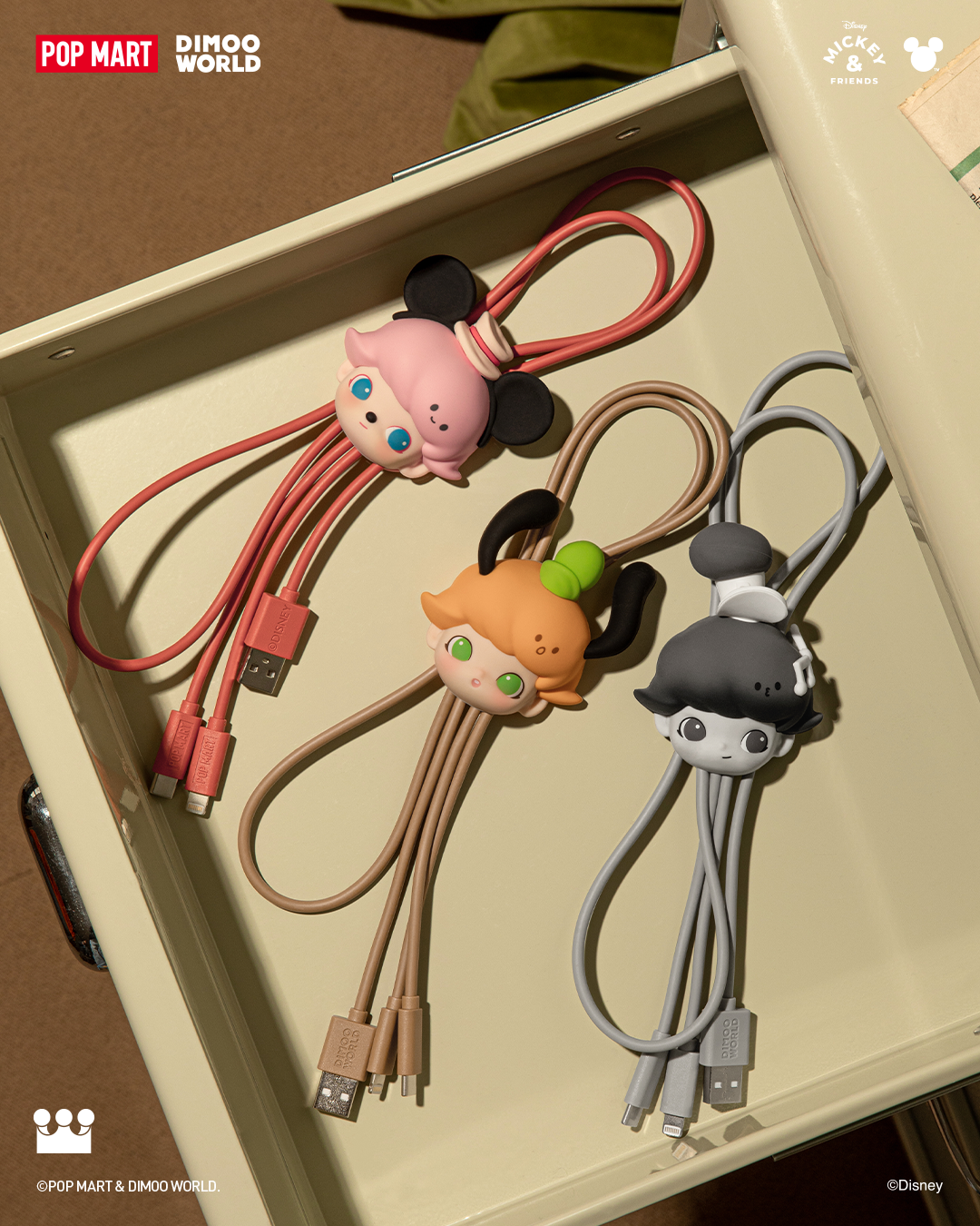  POP MART DIMOO WORLD × DISNEY Series-2 in 1 Cable Blind Box、mySite、greenlandpopulation