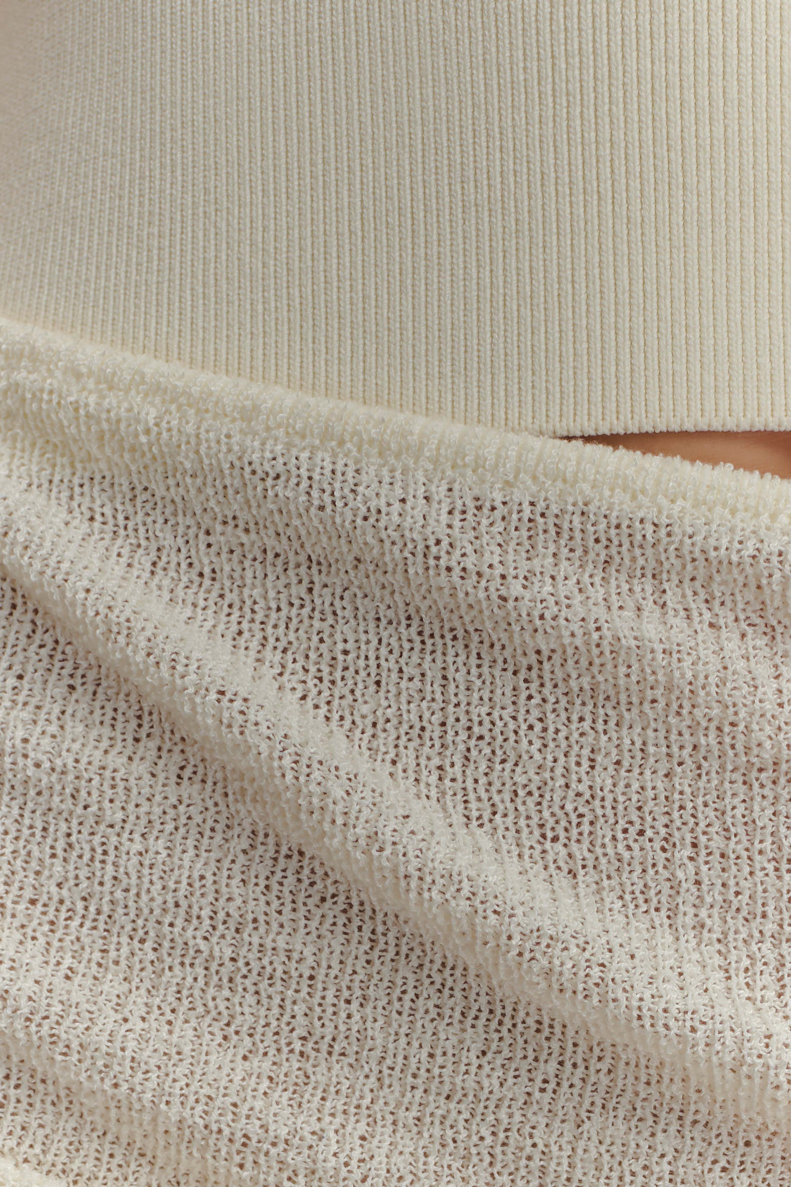 Cali Drape Skirt Knit Mini Dress - Ivory、mySite、solidvoid