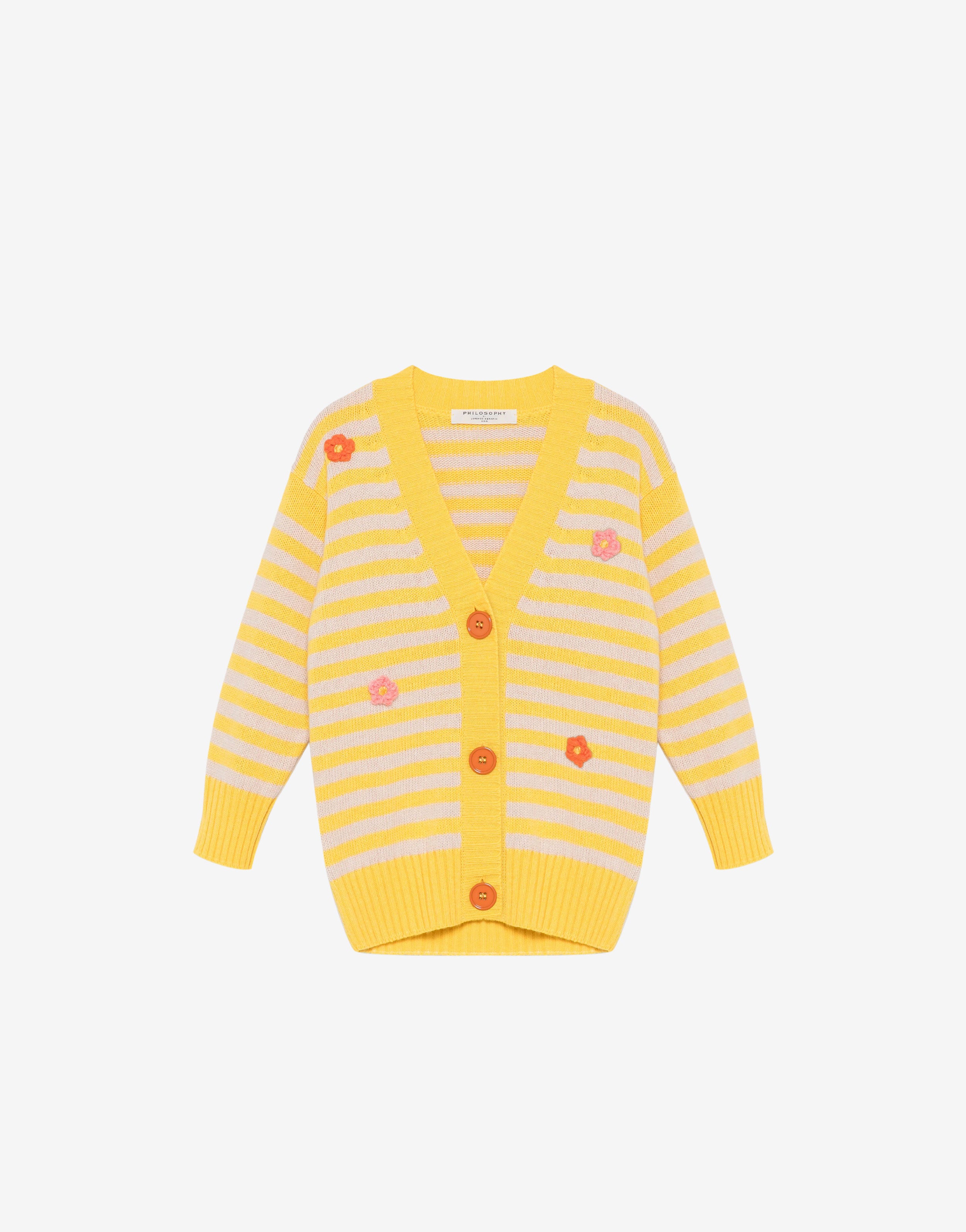 Kids maxi cardigan Stripes & Flowers、mySite、aoinhome