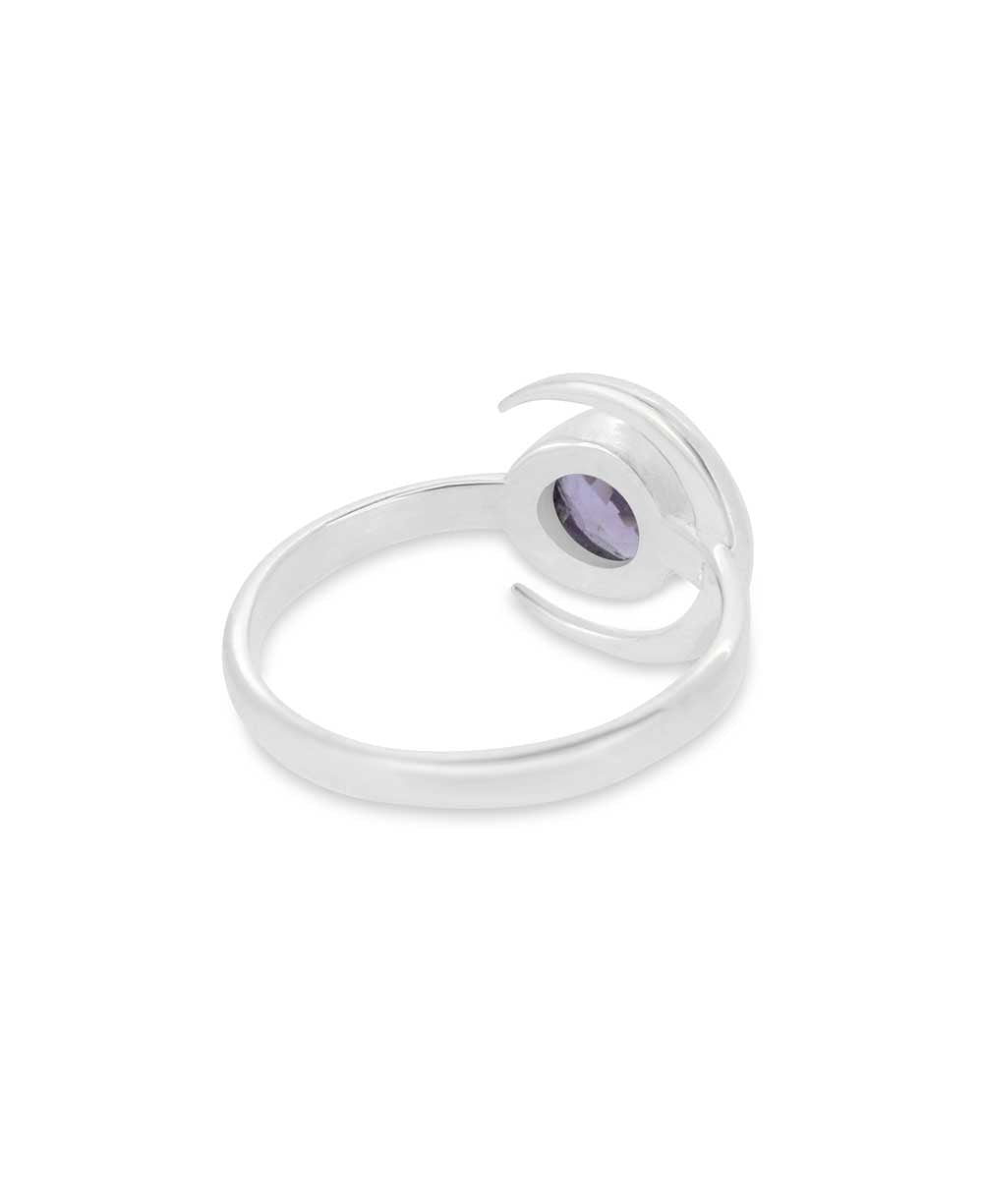 Sterling Silver Amethyst Ring with Crescent Moon、mySite、topwebapps