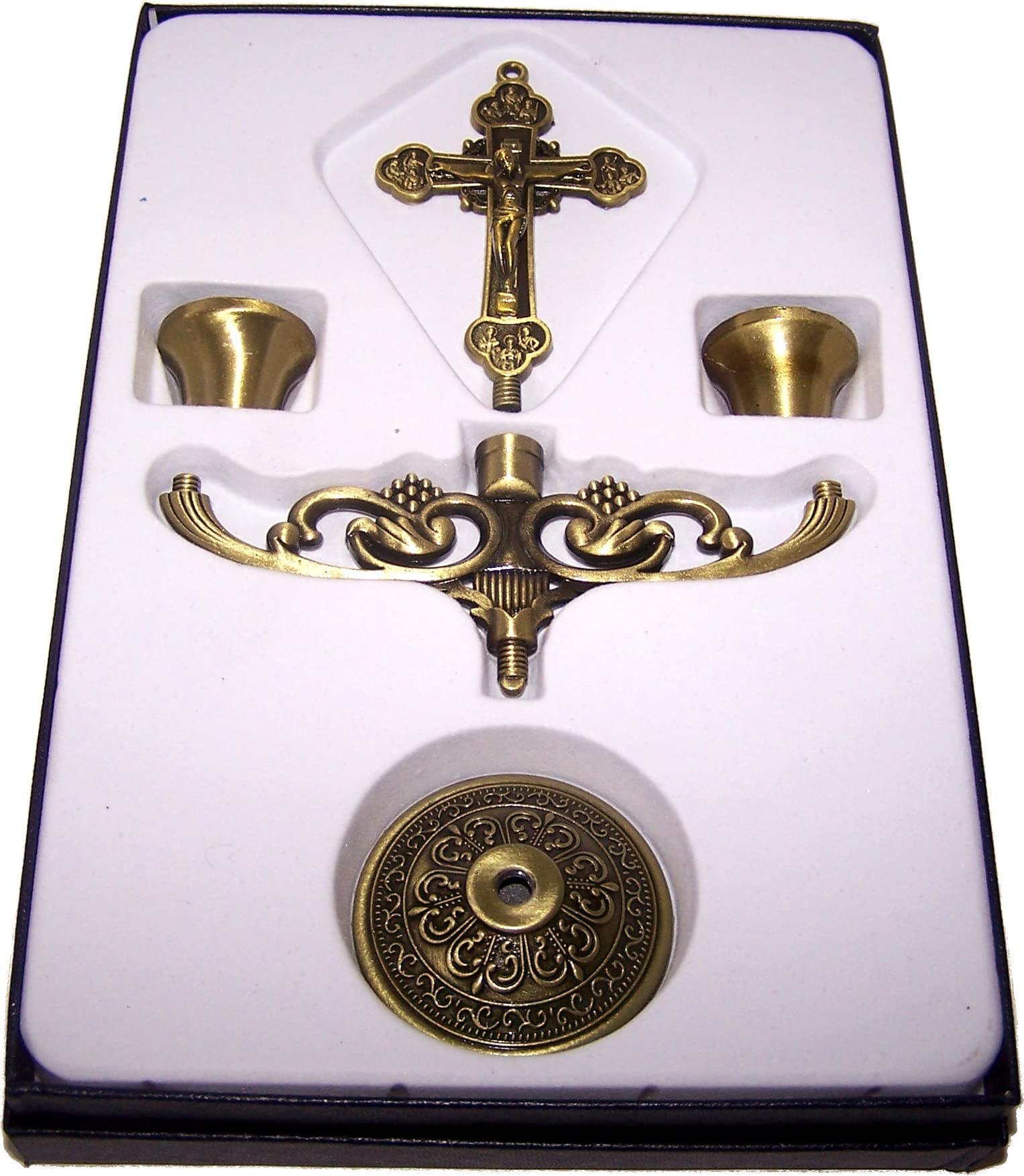  Holy Land Market Table Altar Crucifix with Candles Cups / Holders - 5 Inches、mySite、elrpsem3k