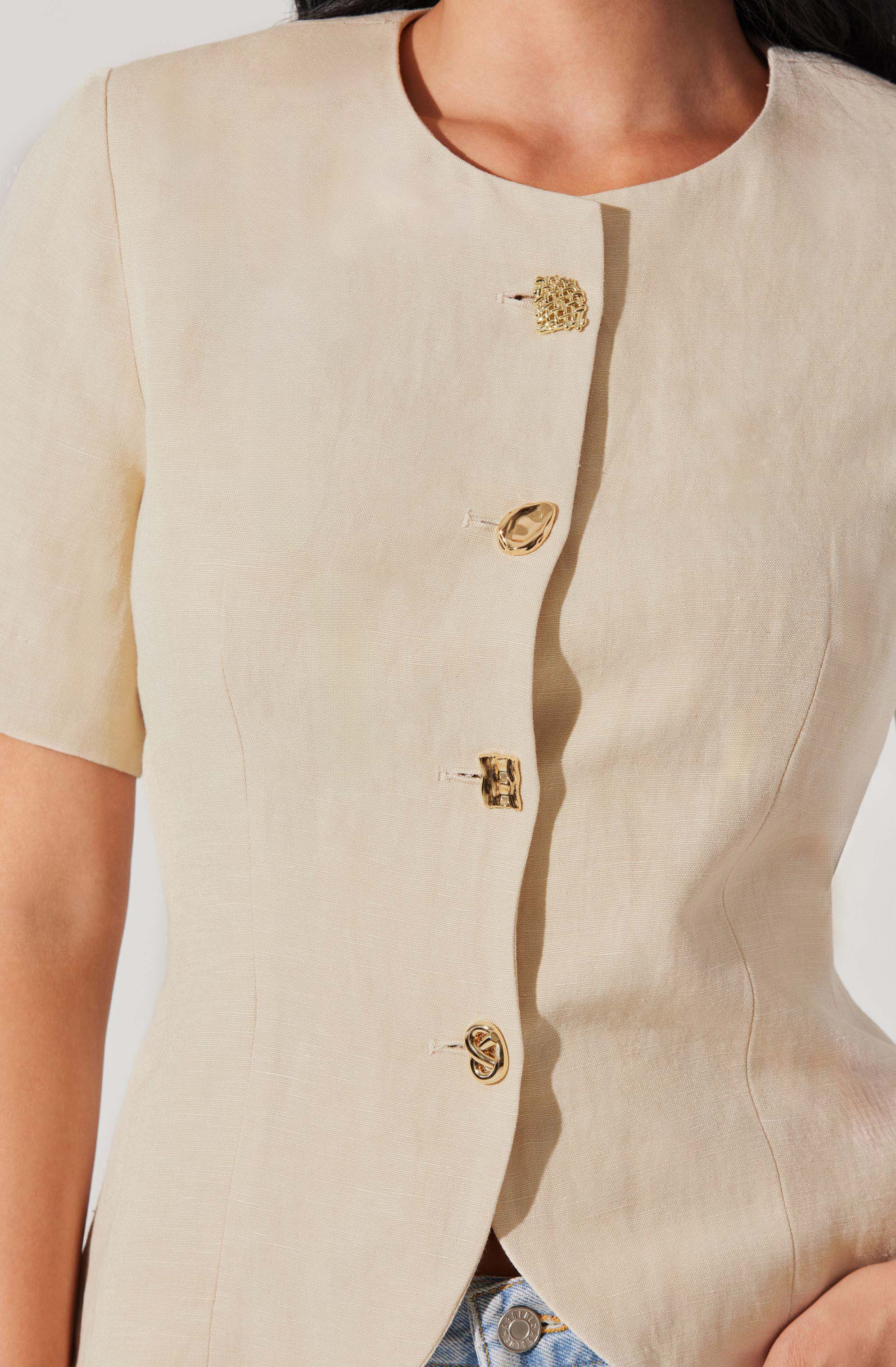 Saige Cutaway Linen Blend Jacket、mySite、solidvoid