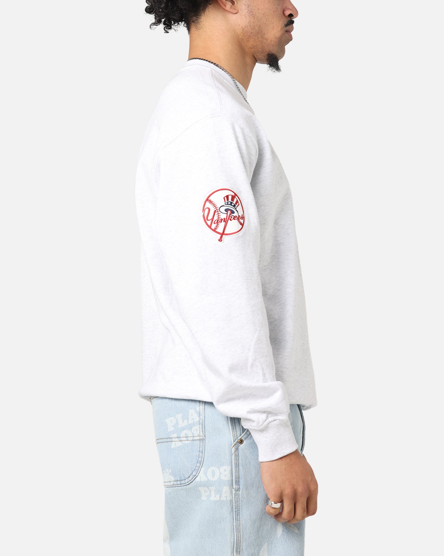 New Era New York Yankees MLB Team Logo Crewneck Grey、mySite、zt4zffjzw