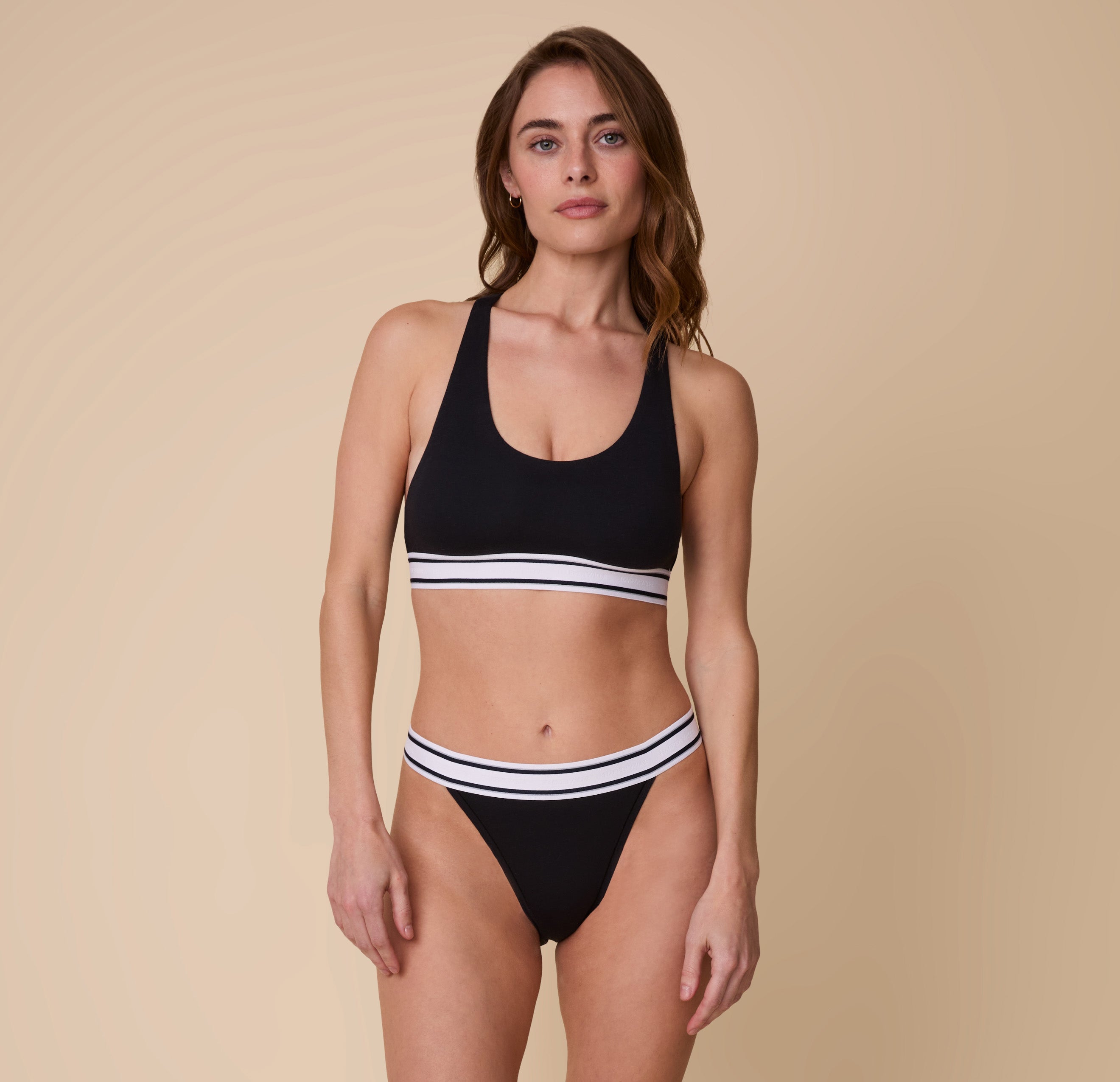 Cloud Cotton Retro French Cut Bikini - Black、mySite、bengalsvssteelers