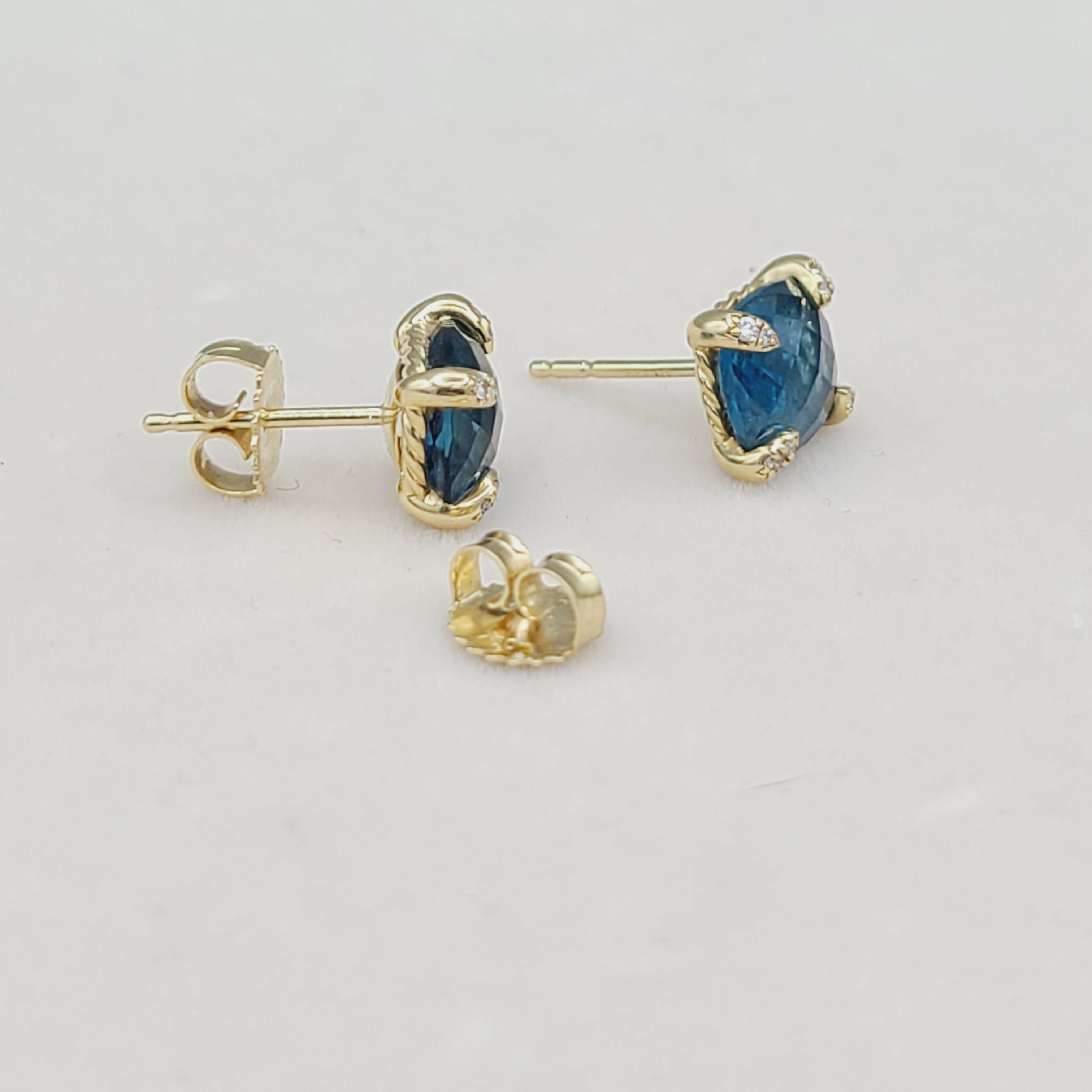David Yurman Chatelaine Earrings Blue Topaz & Gold、mySite、hinf8tx79