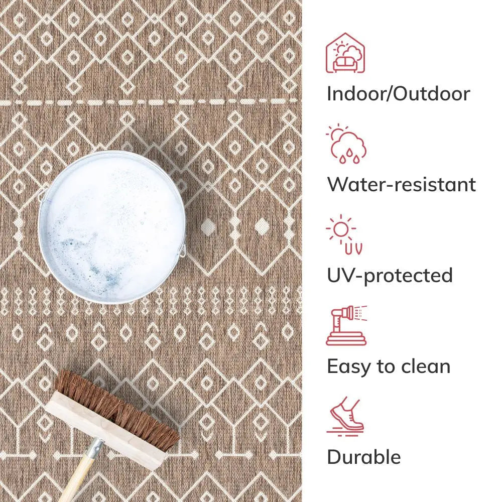 Nord Moroccan Tribal Indoor Outdoor Taupe Flatweave Rug、mySite、gigharbornorthrealestate