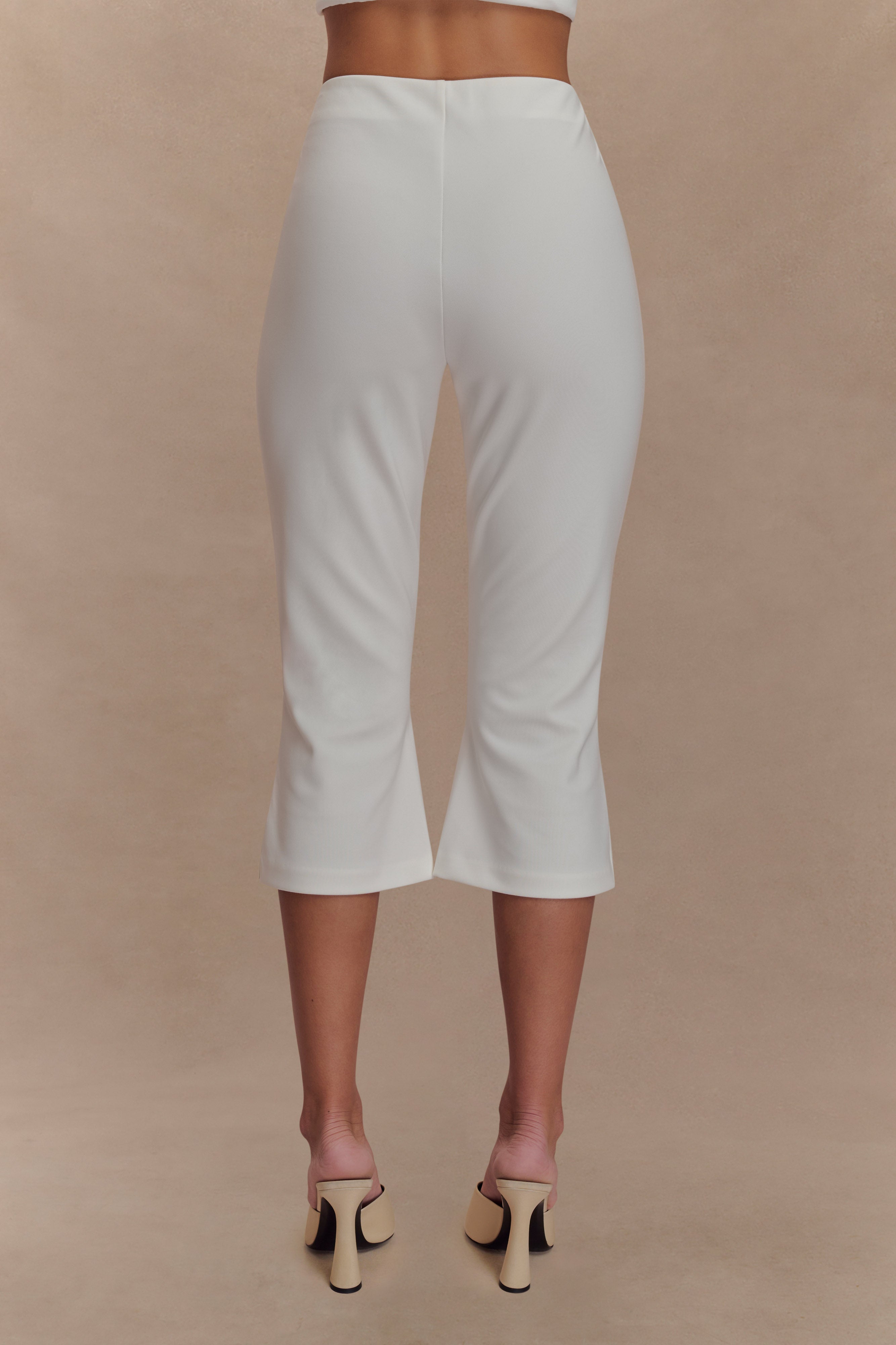 Layla Flared Crepe Capri Pants - White、mySite、solidvoid