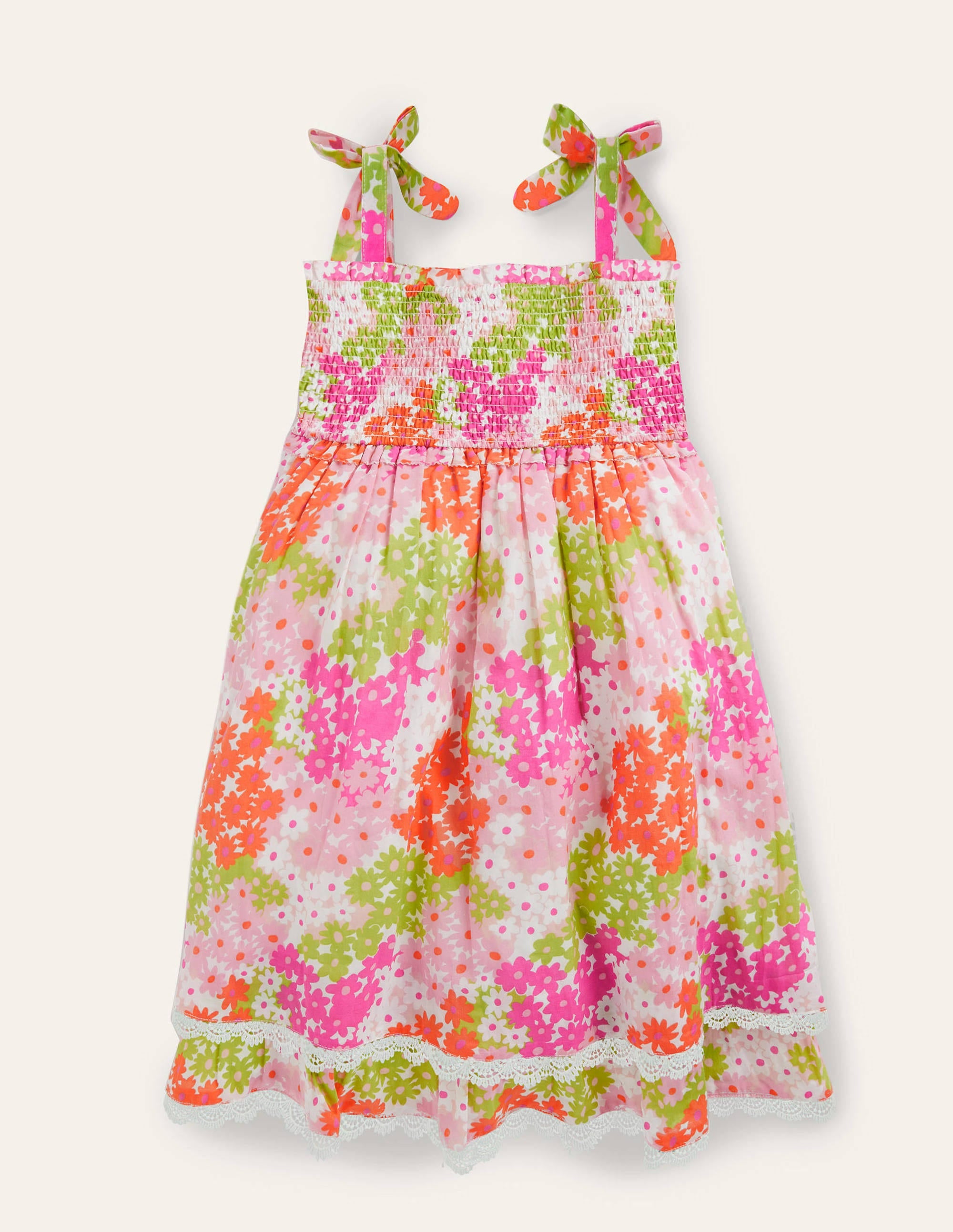  Lace Detail Printed Dress-Soft Coral Pink Summer Daisy、mySite、ashleygrahame