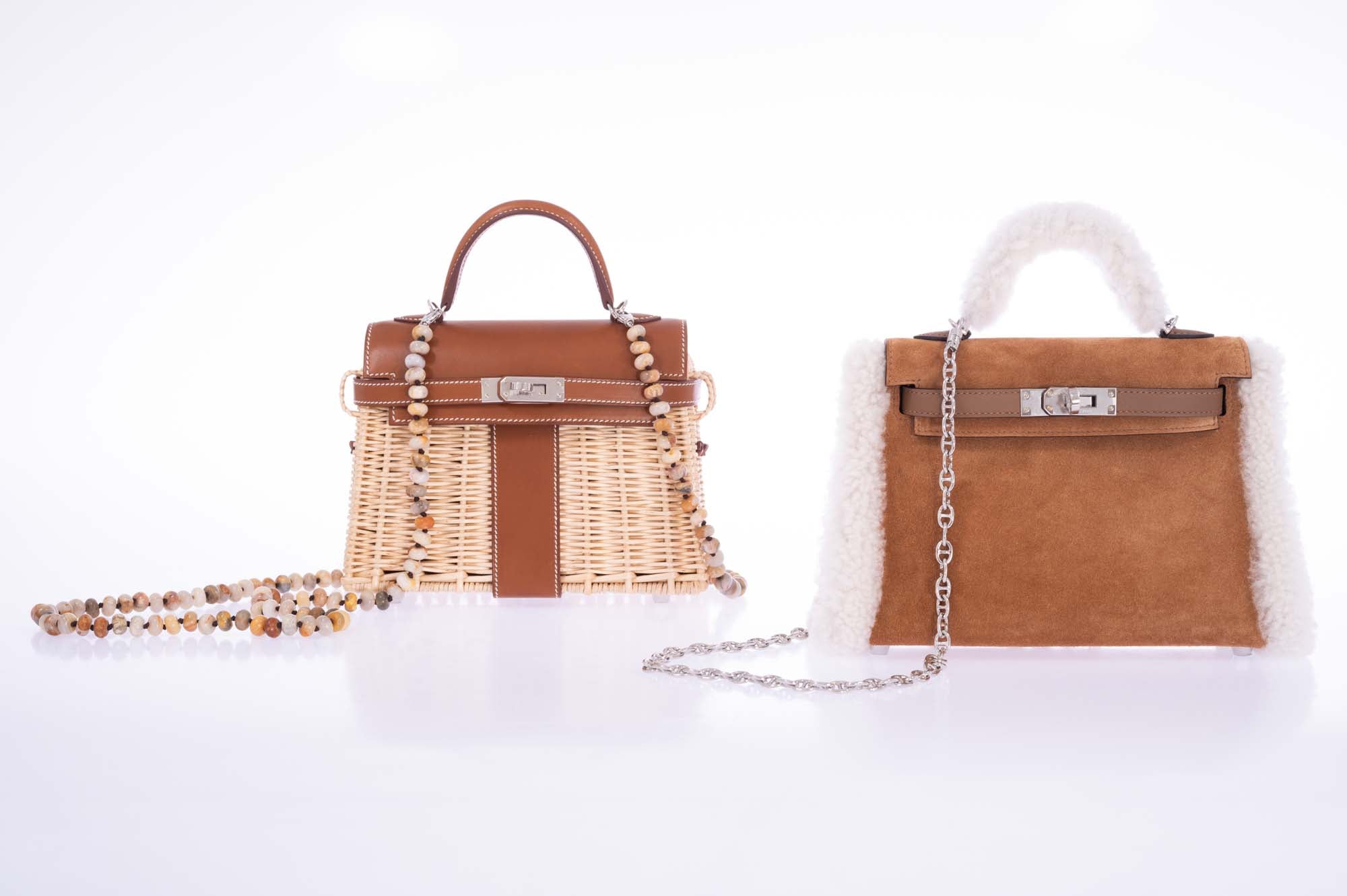 Hermès Teddy Mini Kelly 20 Chamois Grizzly, Alezan Swift and Ecru Mouton Shearling Palladium、mySite、garminoutage.com