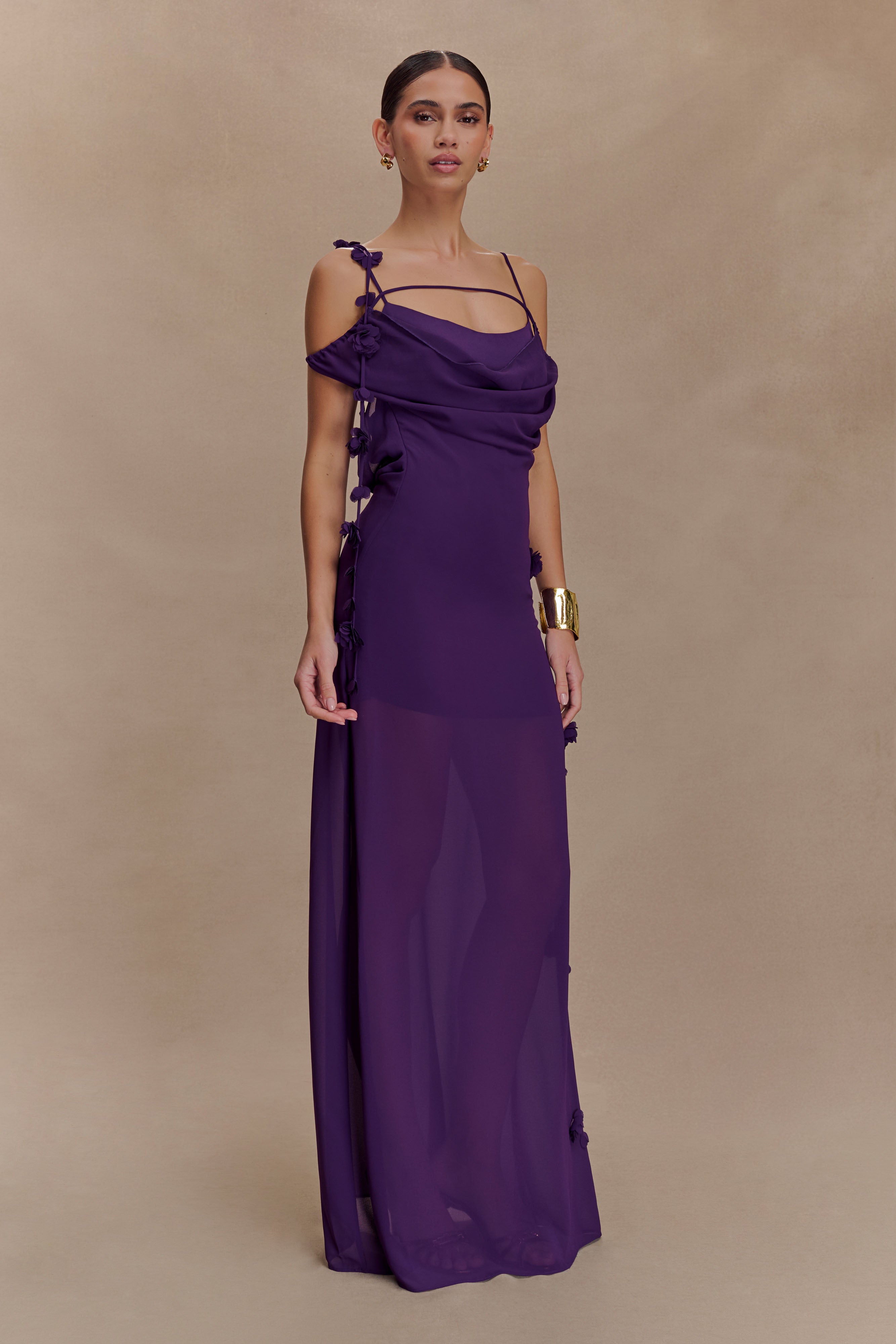 Rosalie Floral Chiffon Maxi Dress - Purple、mySite、solidvoid