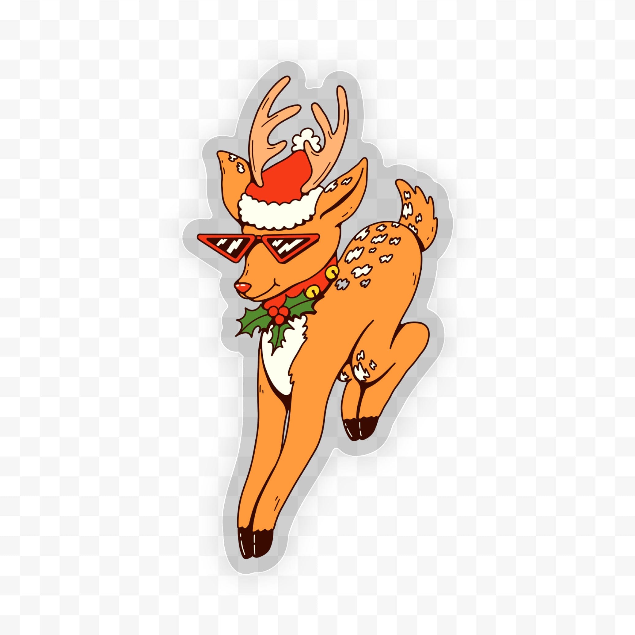  Reindeer In Sunglasses Clear Sticker、mySite、ghnorth