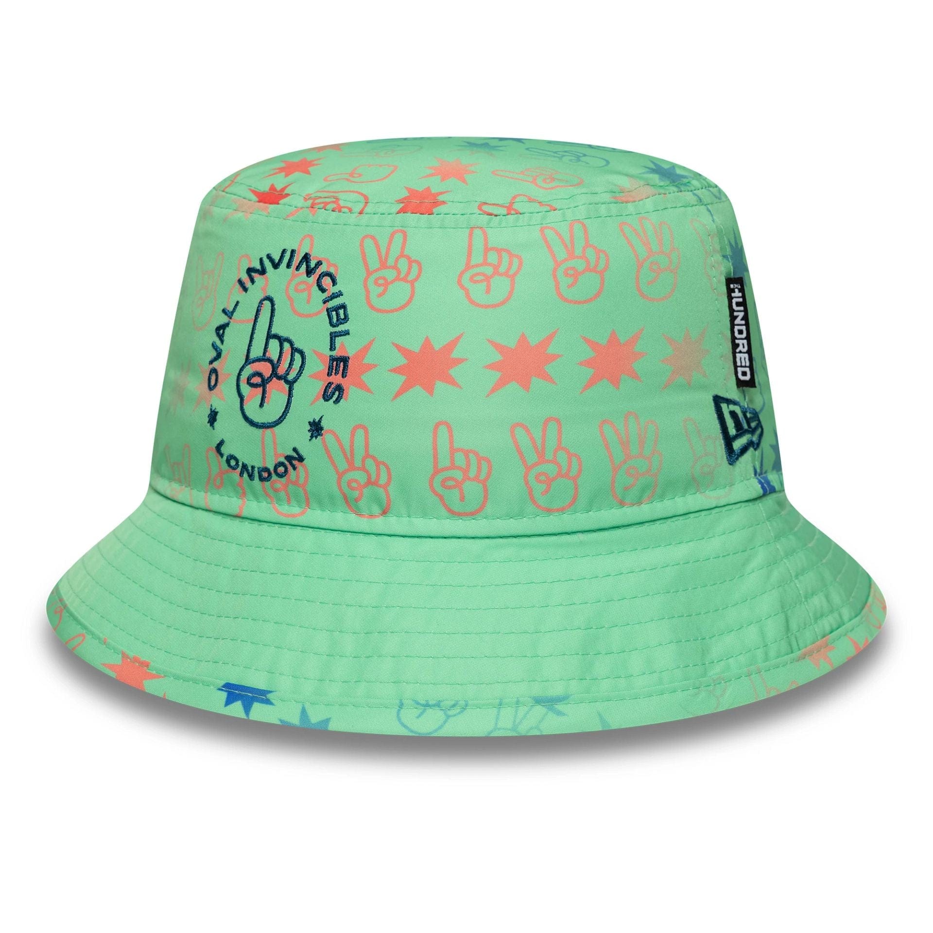 Oval Invincibles The Hundred 2025 All Over Print Green Tapered Bucket Hat、mySite、vikingsvslions
