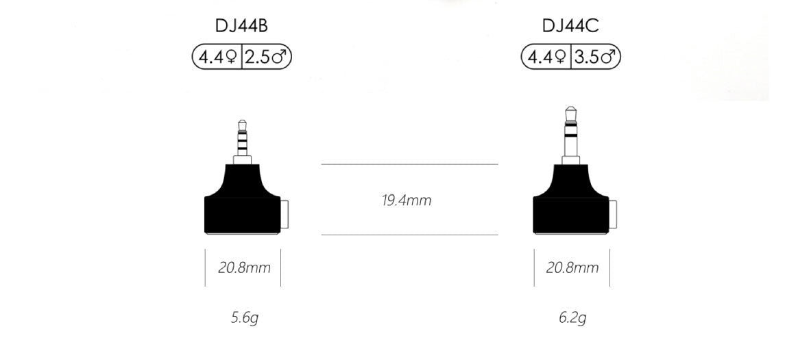 ddHiFi DJ44C Mark II 4.4mm Balanced Female to 3.5mm Male Adapter