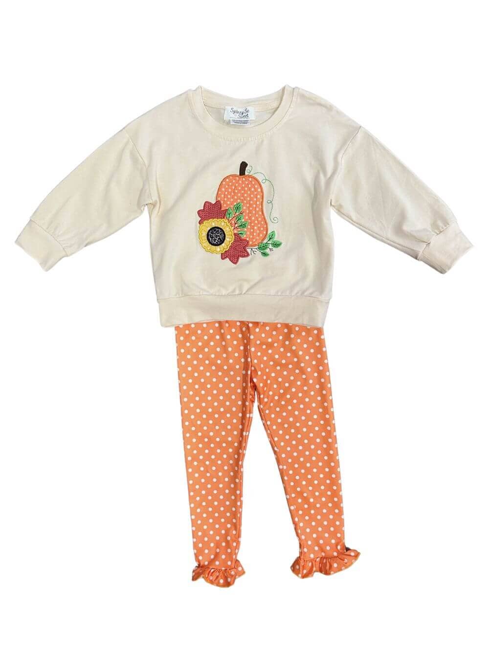 Pumpkin Patch Polka Dots Girls Leggings Outfit、mySite、camillekostekn