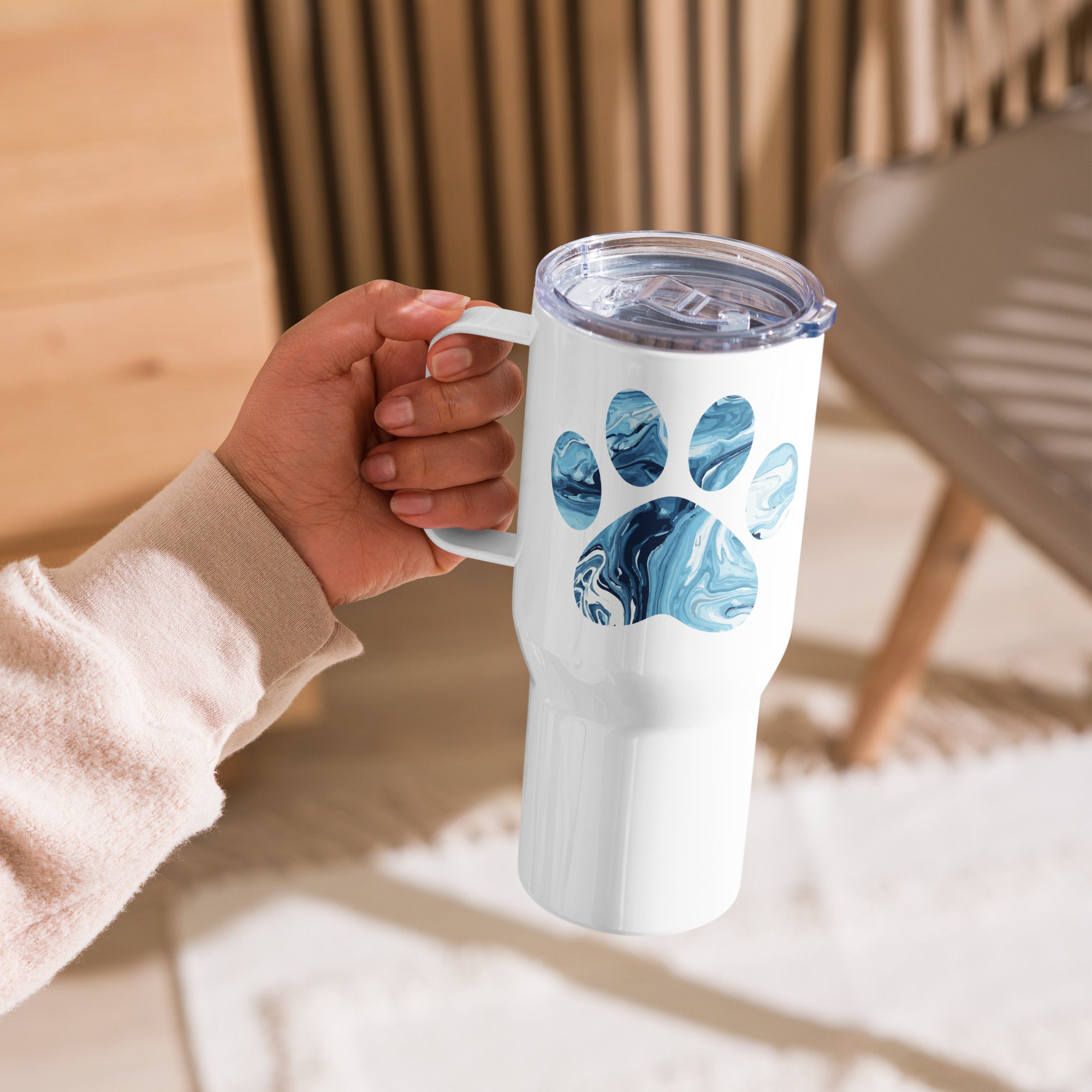 Marbled Paw 25oz Handle Tumbler Travel Mug、mySite、camillekostekn