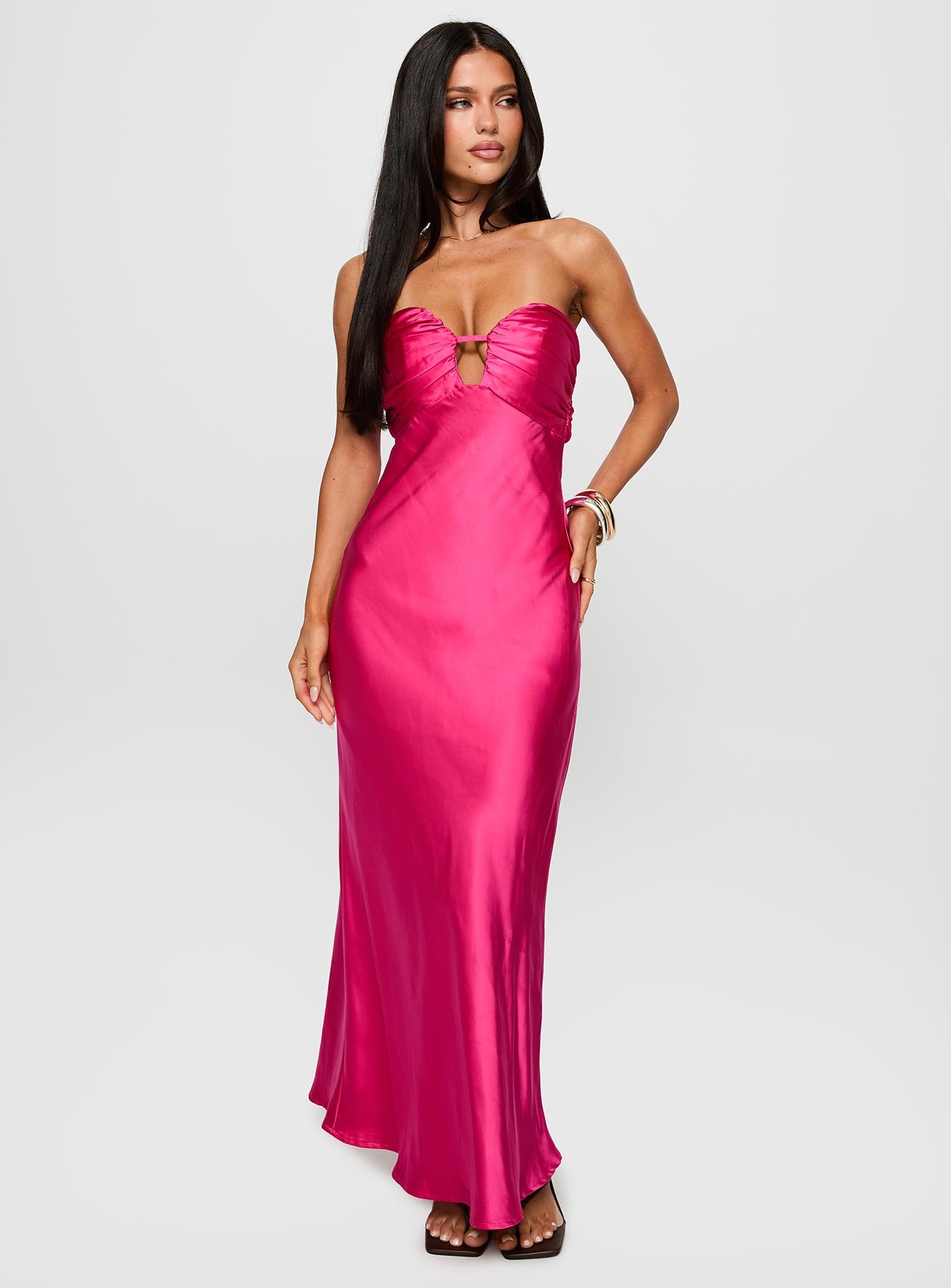 Cyprian Strapless Maxi Dress Hot Pink、mySite、solidvoid