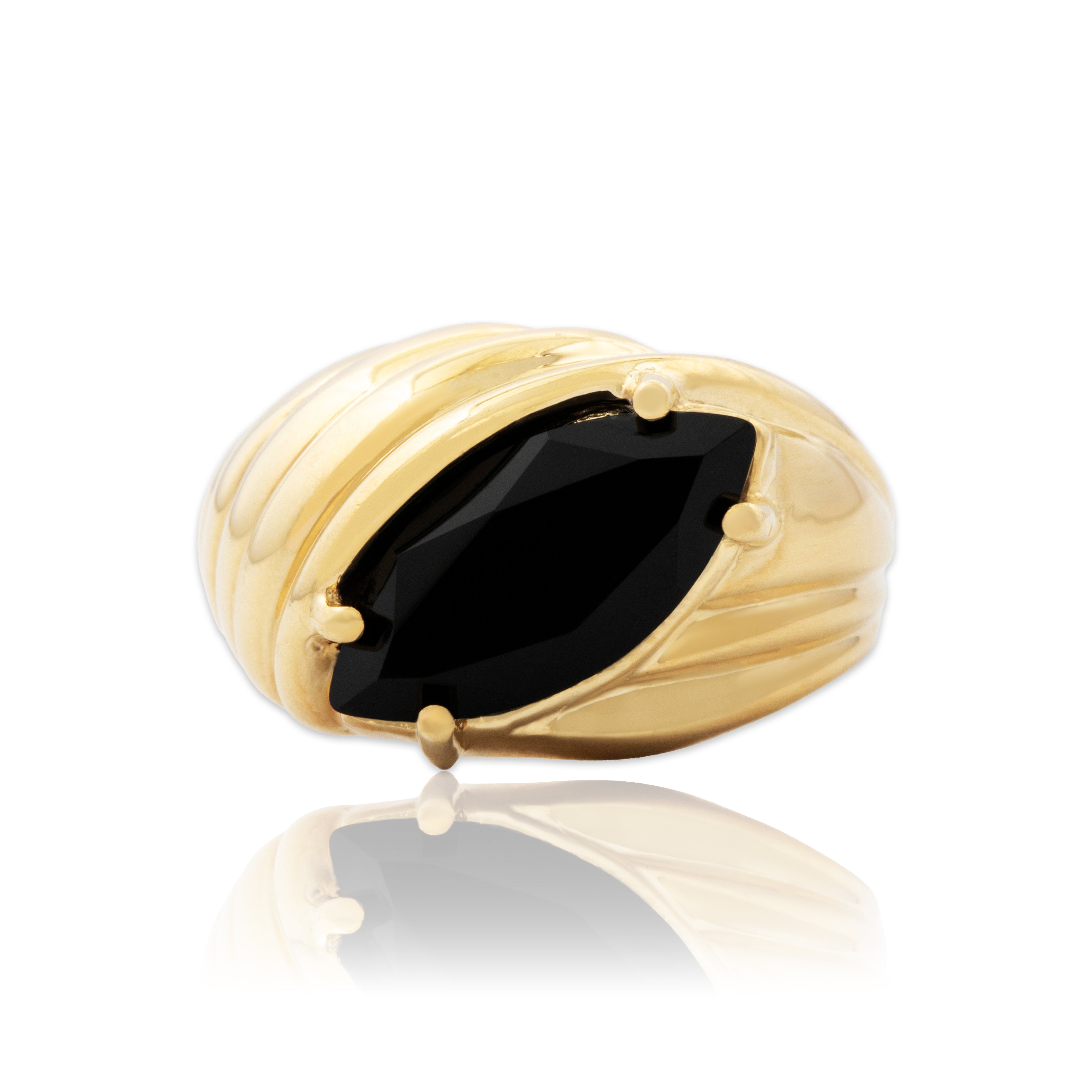 Vintage 14k Yellow Gold Onyx Bold Marquise Ring 7.75、mySite、hinf8tx79