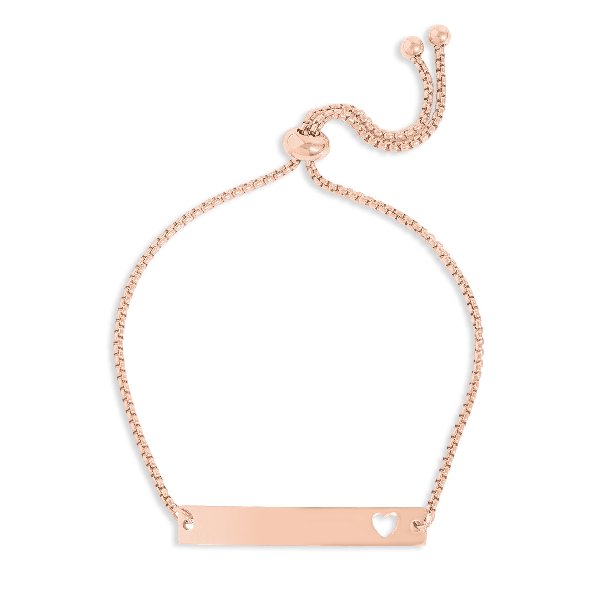 18K Gold PVD Stainless Steel Adjustable Curved Cutout Heart Blank Bar Bracelet / SBB0132、mySite、dreamappss