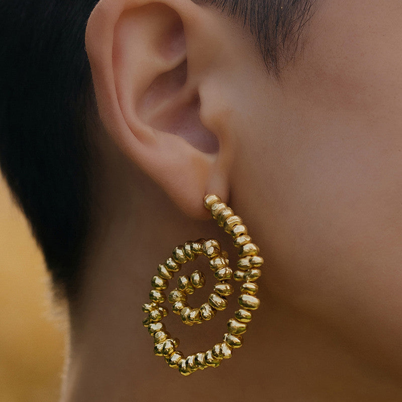 Molten Beaded Spiral Earrings | 14K Gold Plated、mySite、camillekostekn