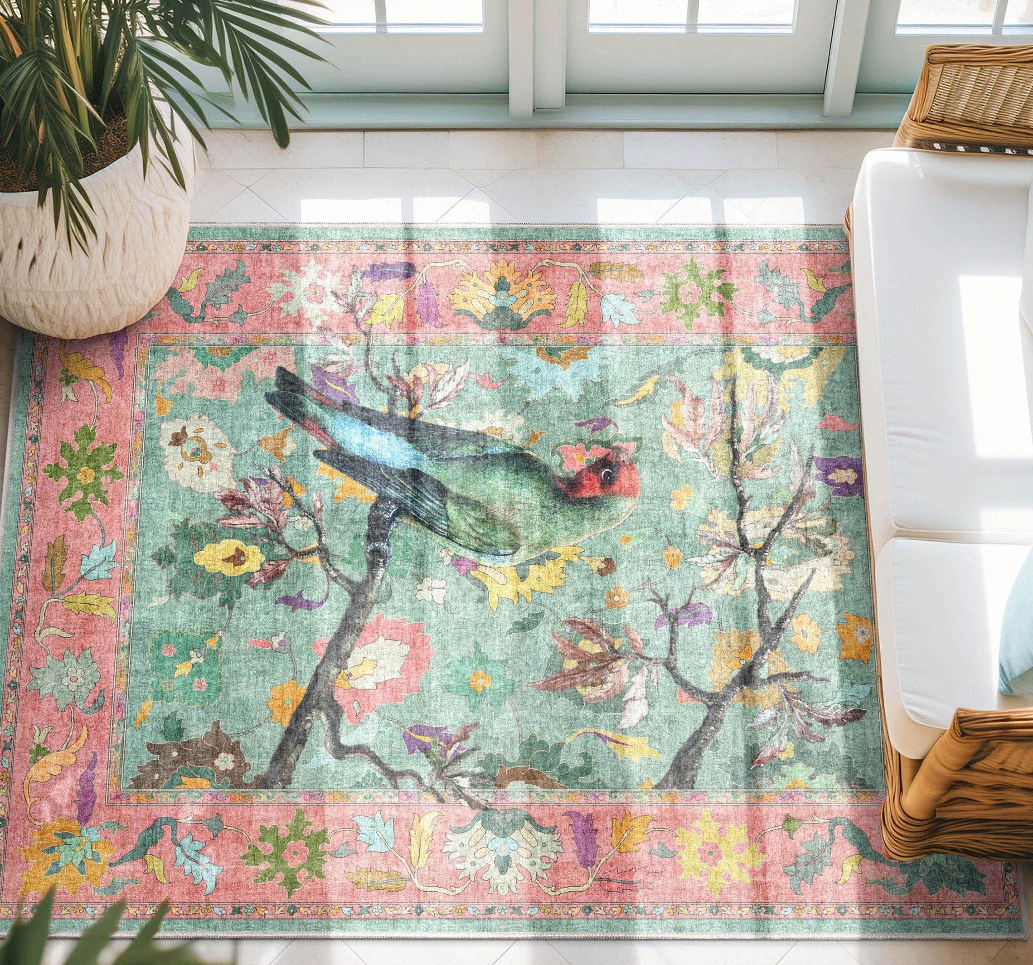 Apollo Botanical Floral Rug for Living Room, Dining Room, Bedroom and Kitchen、mySite、gigharbornorthrealestate