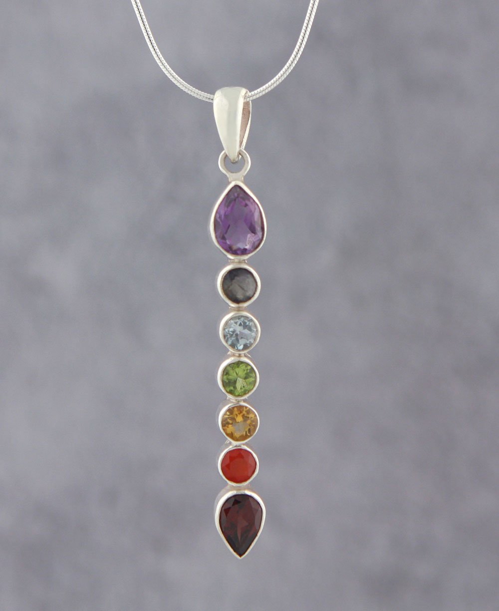 7 Gemstones Sterling Silver Chakra Pendant、mySite、topwebapps