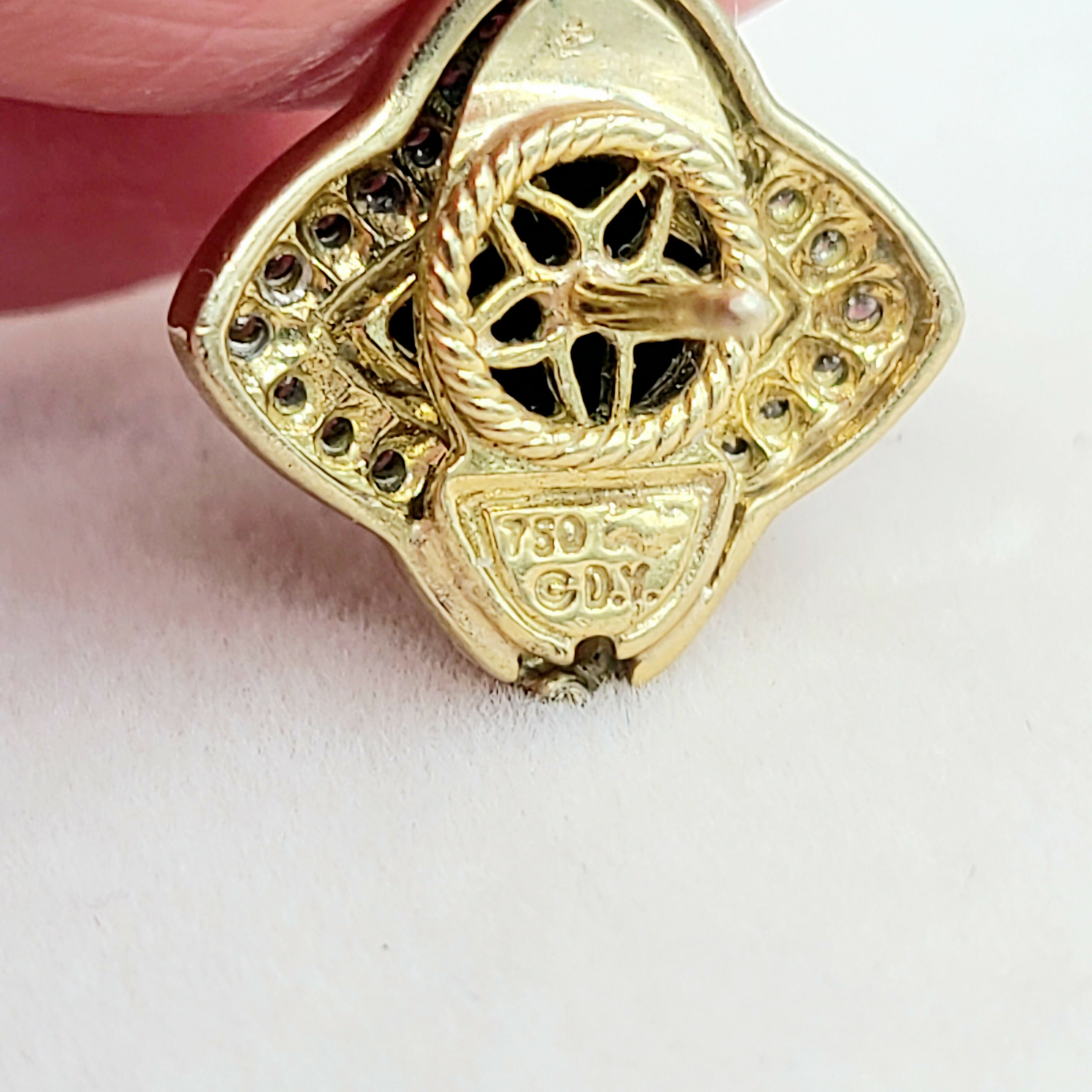 David Yurman Quatrefoil Carved Onyx Diamond Earrings Gold、mySite、hinf8tx79