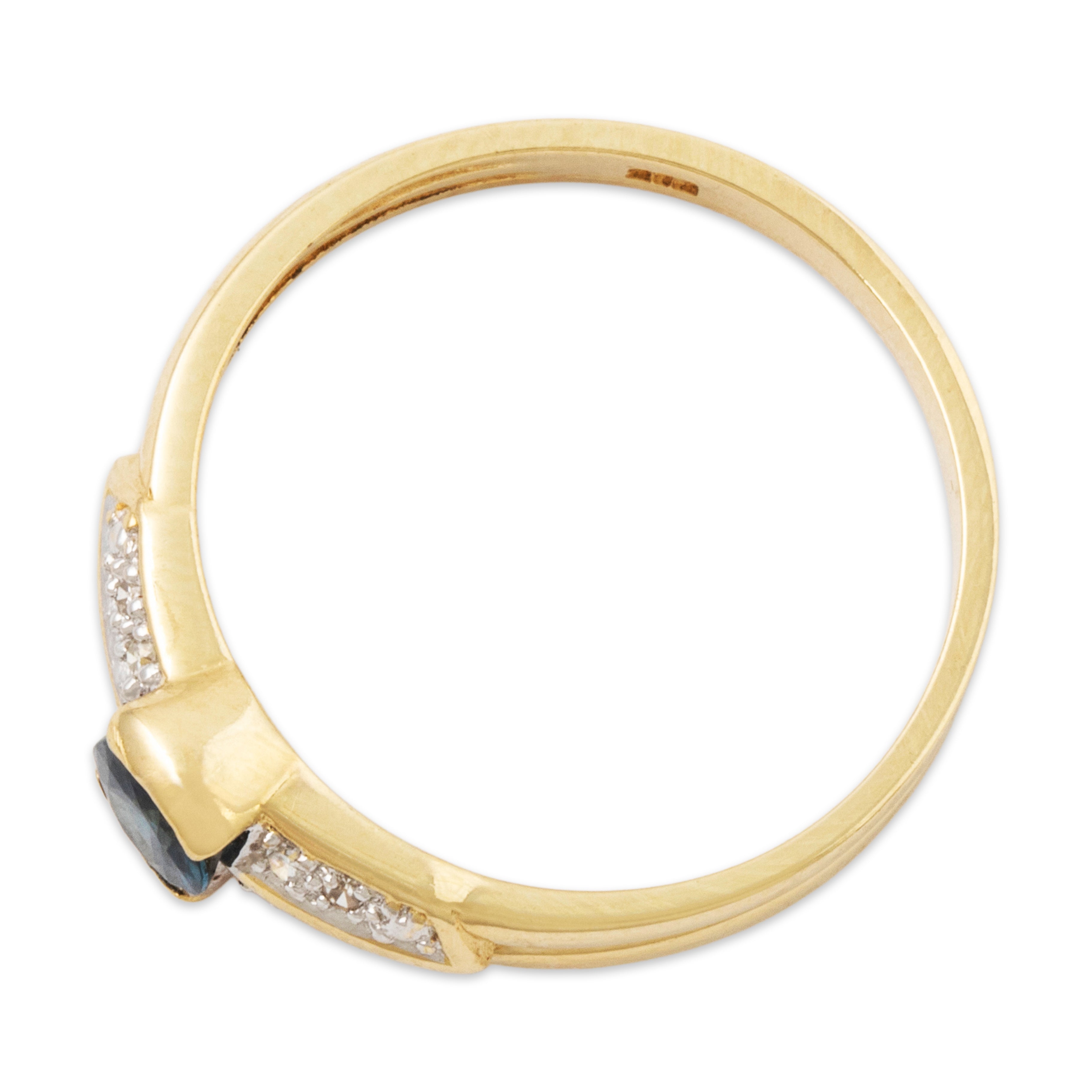 Vintage 14k Yellow Gold Blue Synthetic Sapphire Diamond Chic Ring 6.75、mySite、hinf8tx79