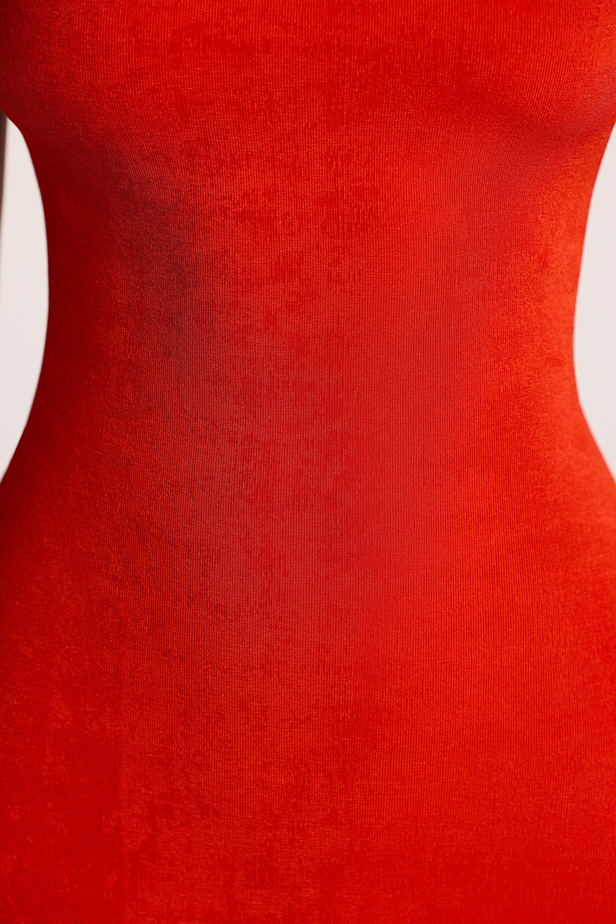 Textured Jersey Open Back Maxi Dress in Fiery Red、mySite、solidvoid
