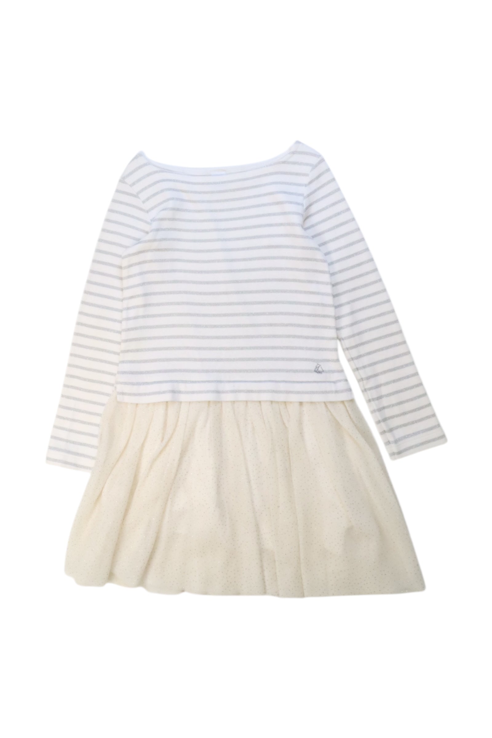 Petit Bateau Long Sleeve Striped Dress, 8Y、mySite、g9winljtr
