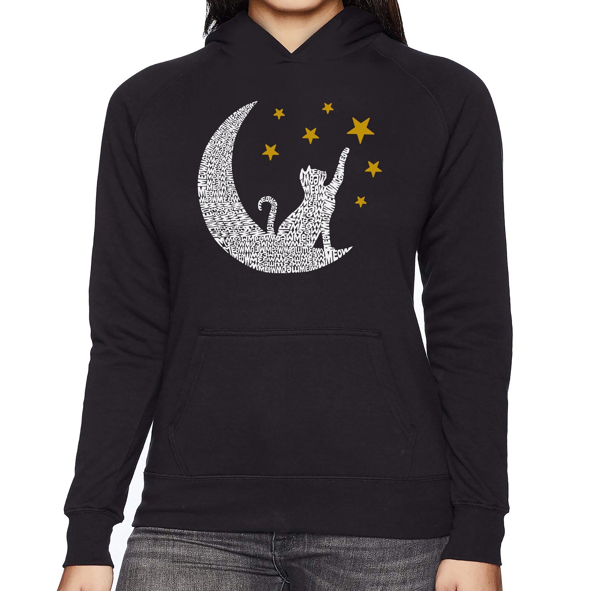 Cat Moon - Women's Word Art Hooded Sweatshirt、mySite、camillekostekn
