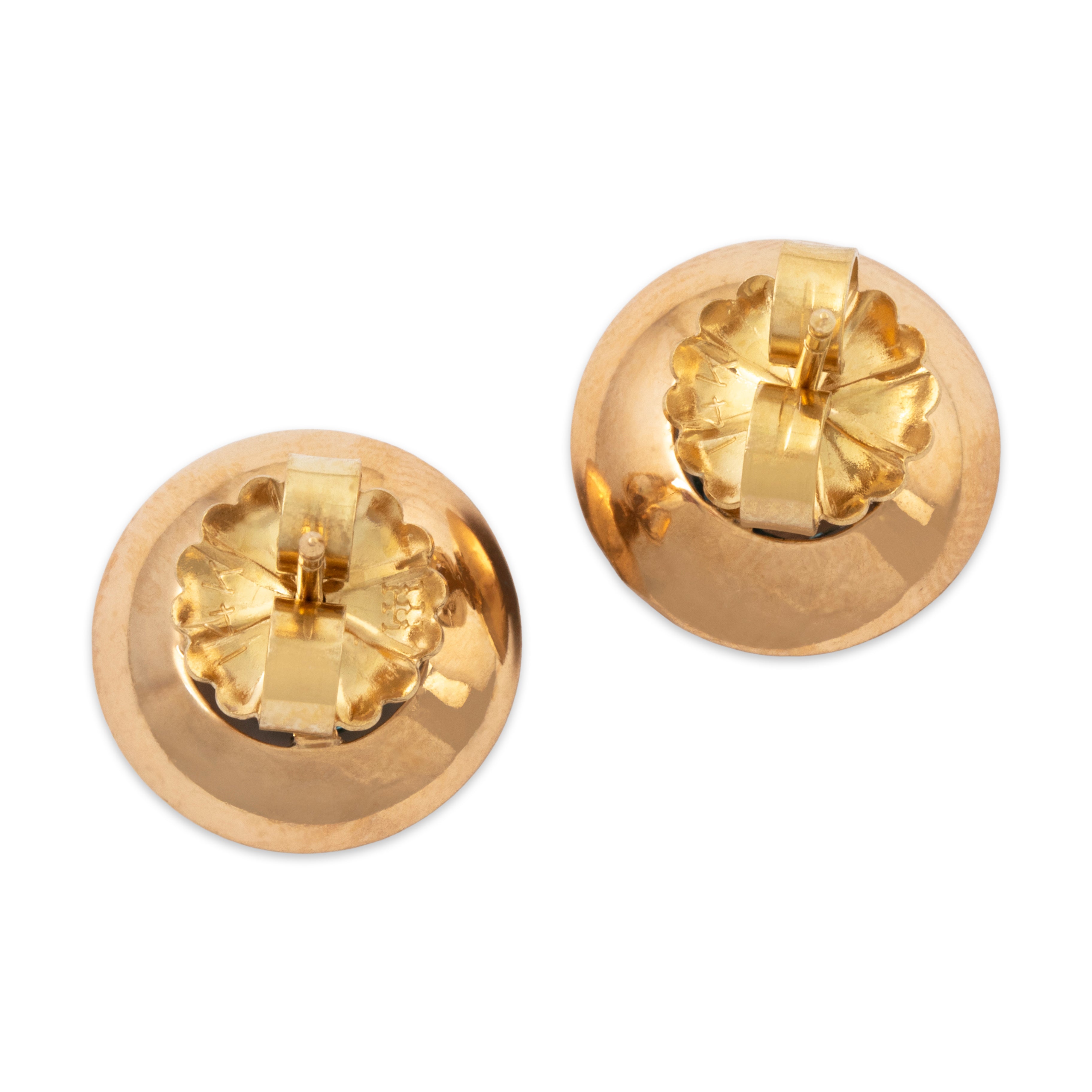 Vintage 14k Rose Gold 2.6cttw Blue Zircon Flashing Disk Stud Earrings、mySite、hinf8tx79
