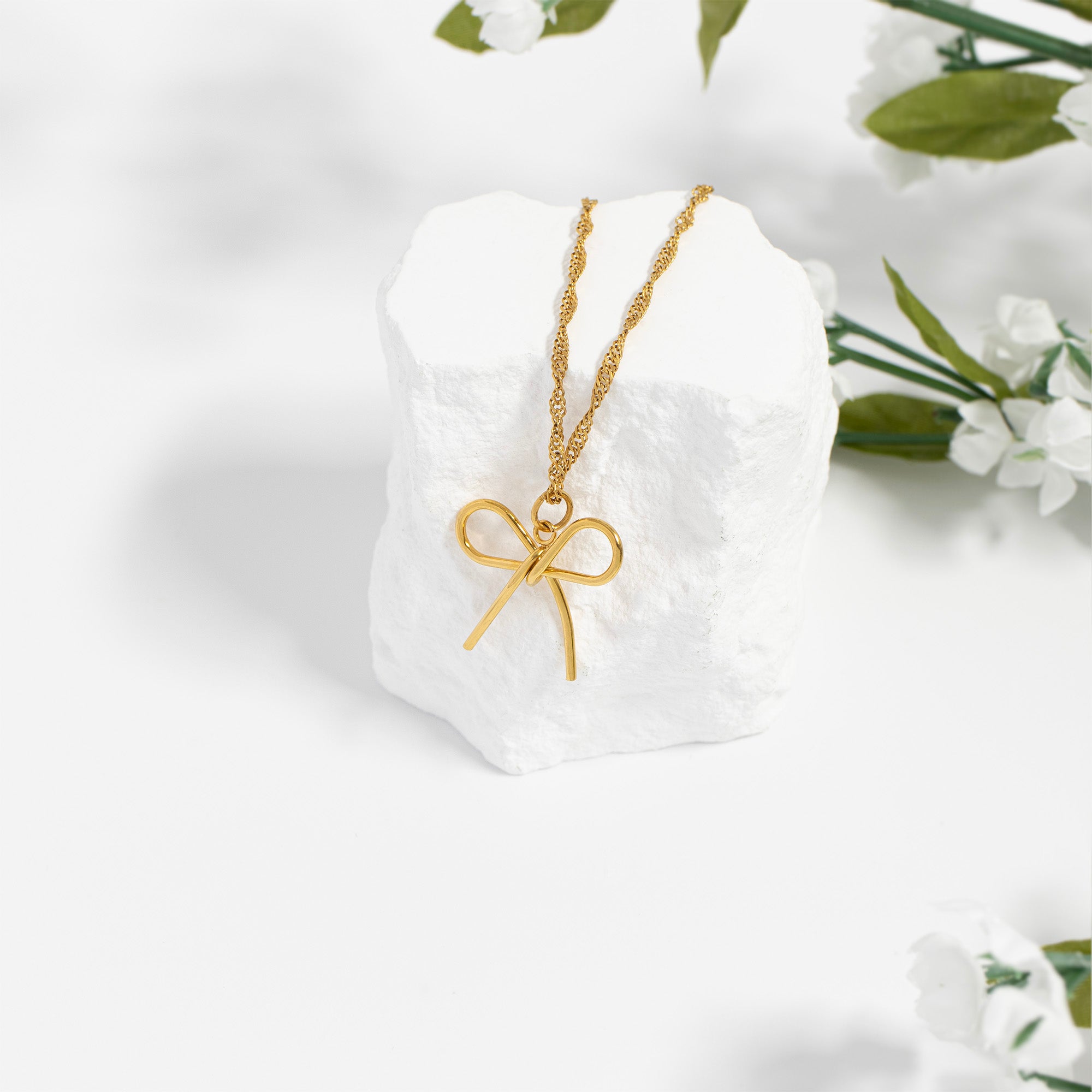 18K Gold PVD Stainless Steel Thin Bow Charm / PDL0292、mySite、dreamappss