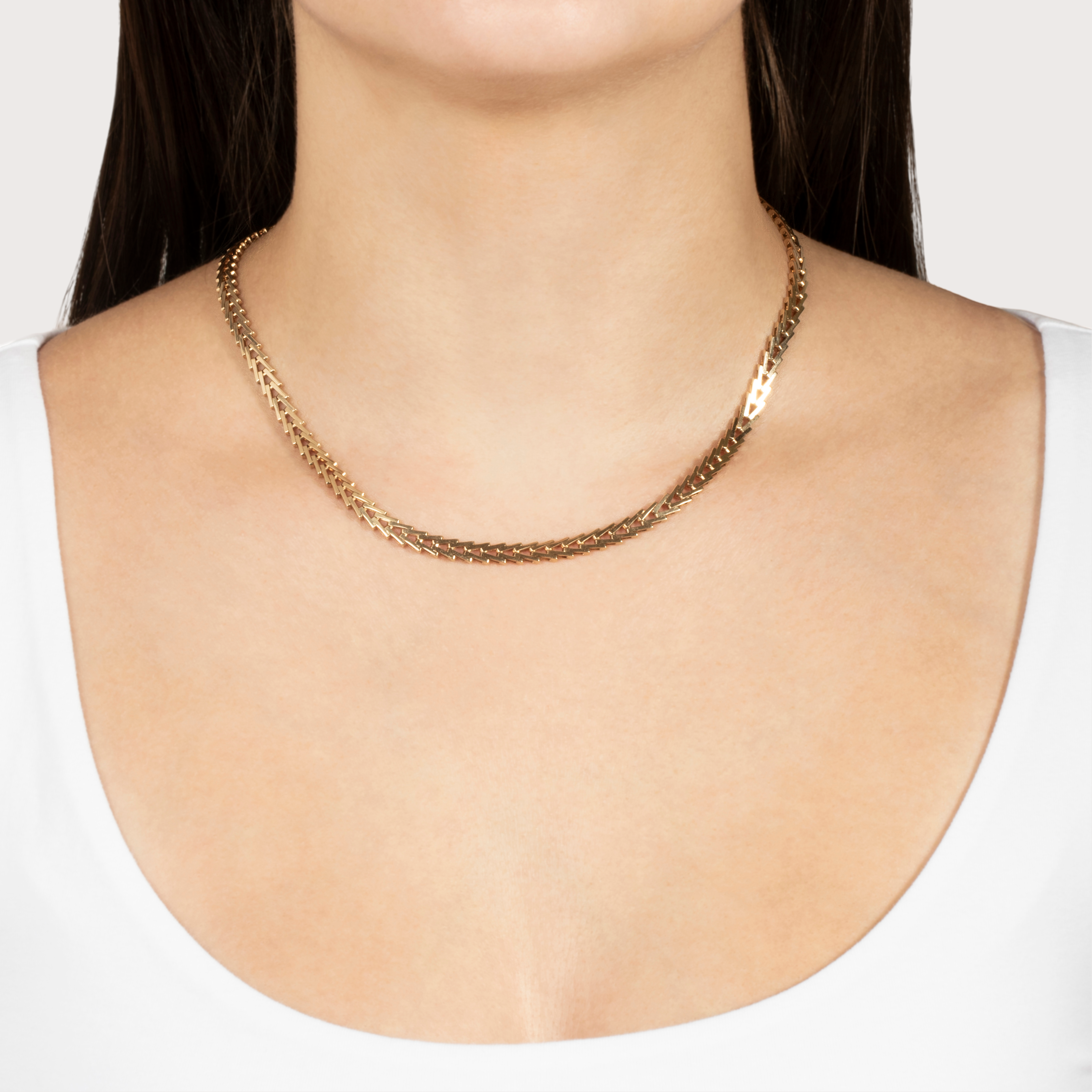 Statement Vintage 14k Yellow Gold Snake Link Chain Necklace 17、mySite、hinf8tx79